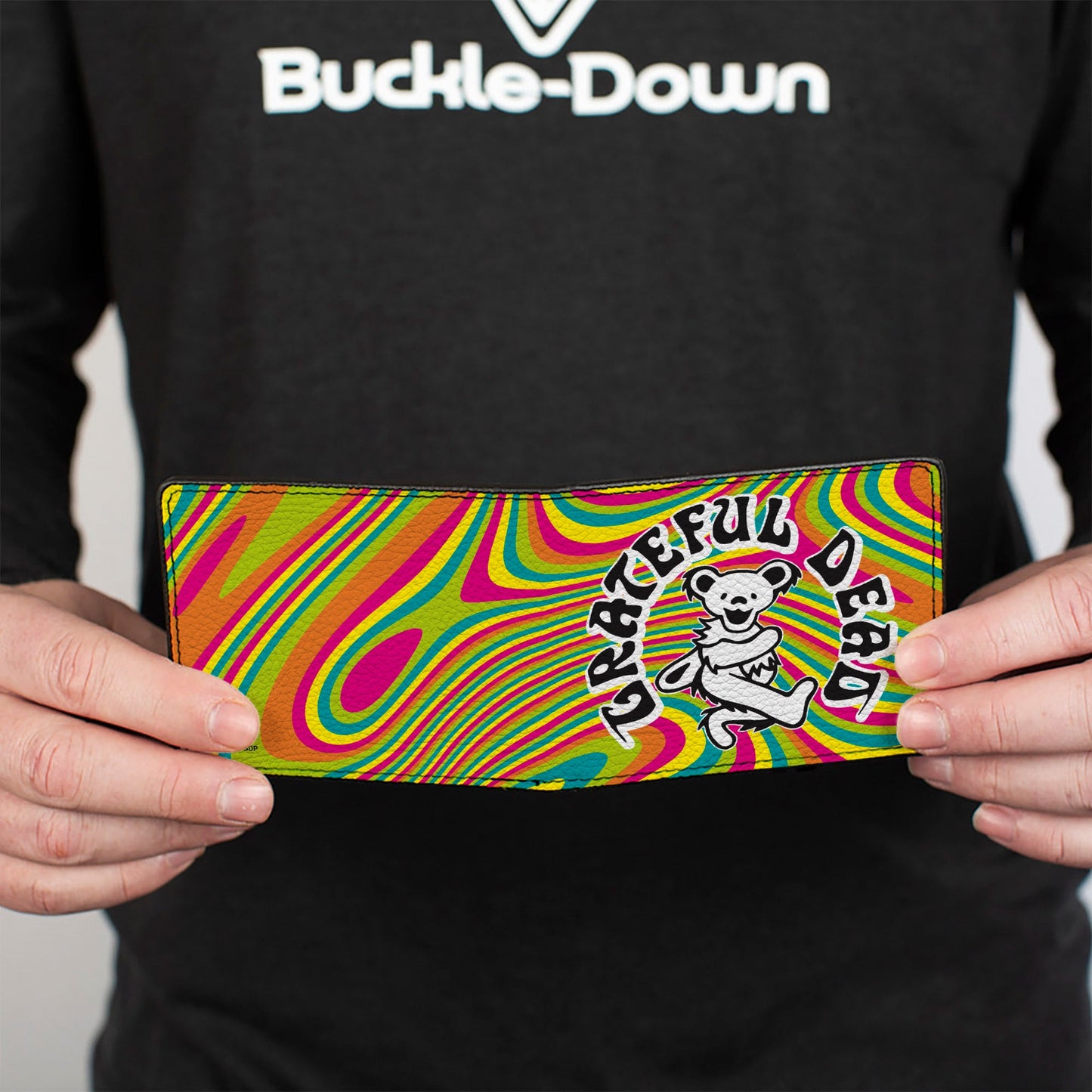 Bi-Fold Wallet - GRATEFUL DEAD Dancing Bear Icon Swirl Multi Color/White/Black