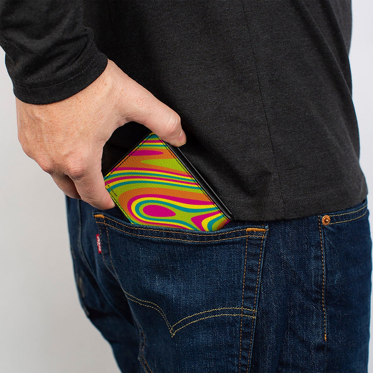 Bi-Fold Wallet - GRATEFUL DEAD Dancing Bear Icon Swirl Multi Color/White/Black