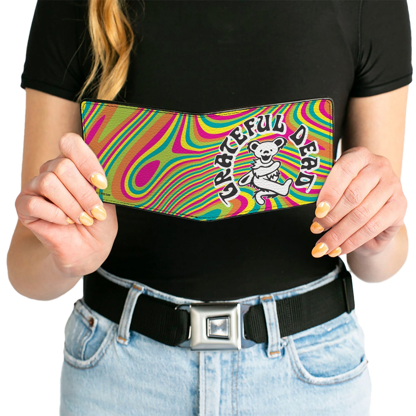 Bi-Fold Wallet - GRATEFUL DEAD Dancing Bear Icon Swirl Multi Color/White/Black
