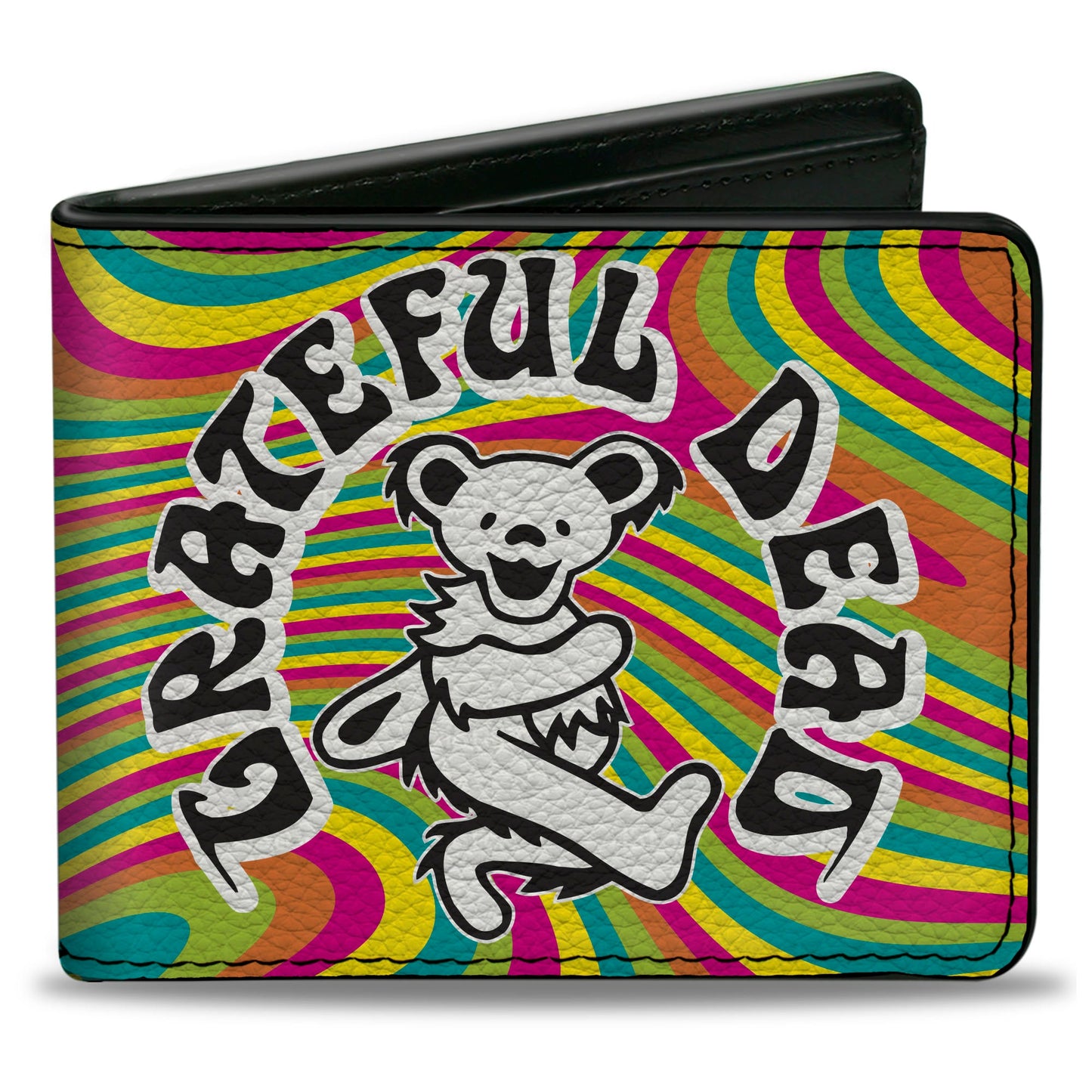 Bi-Fold Wallet - GRATEFUL DEAD Dancing Bear Icon Swirl Multi Color/White/Black