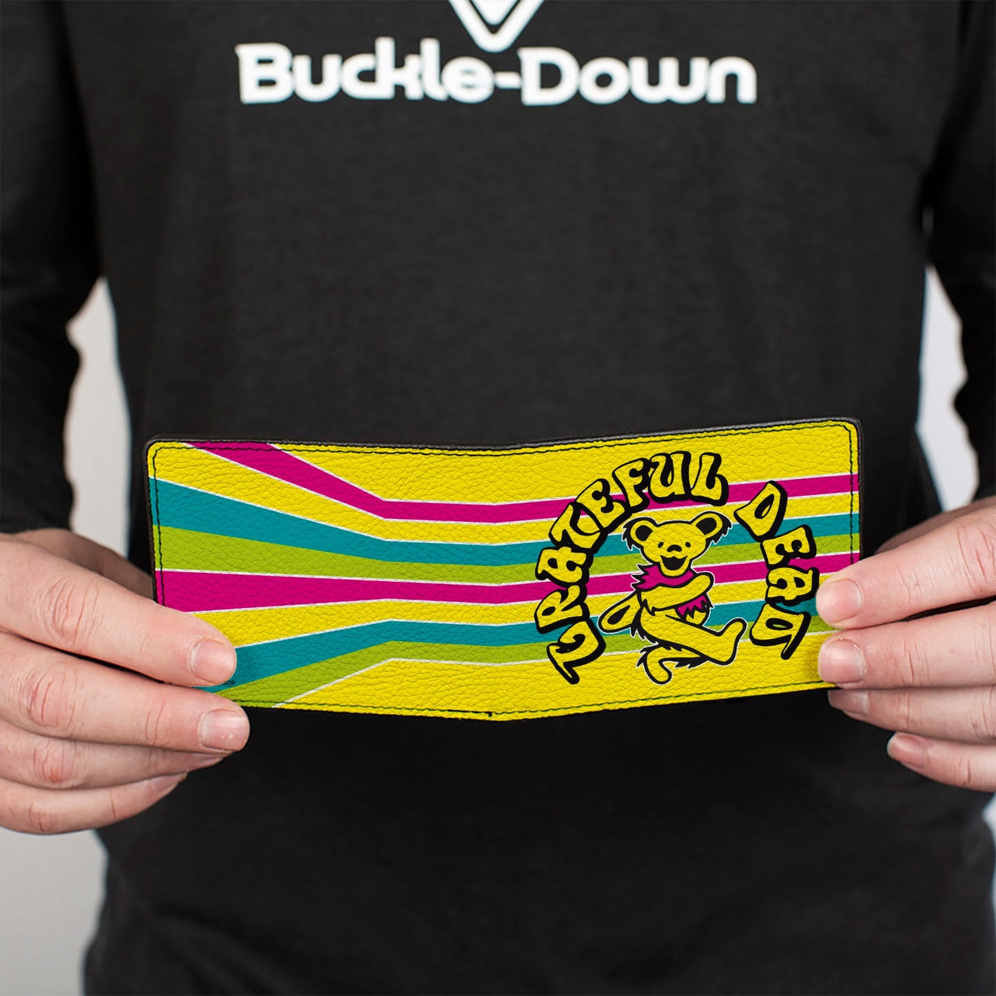 Bi-Fold Wallet - GRATEFUL DEAD Dancing Bear Icon Stripe Yellow/Multi Color/Black