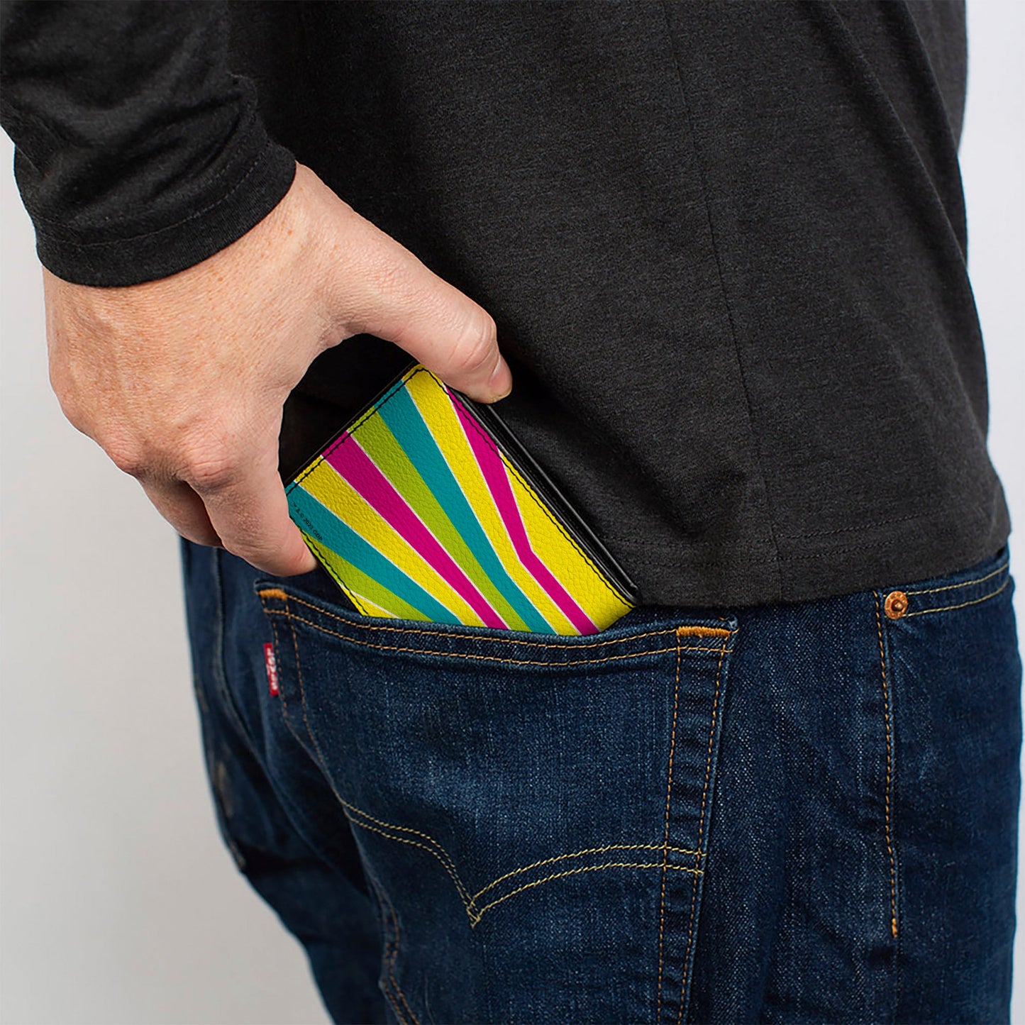 Bi-Fold Wallet - GRATEFUL DEAD Dancing Bear Icon Stripe Yellow/Multi Color/Black