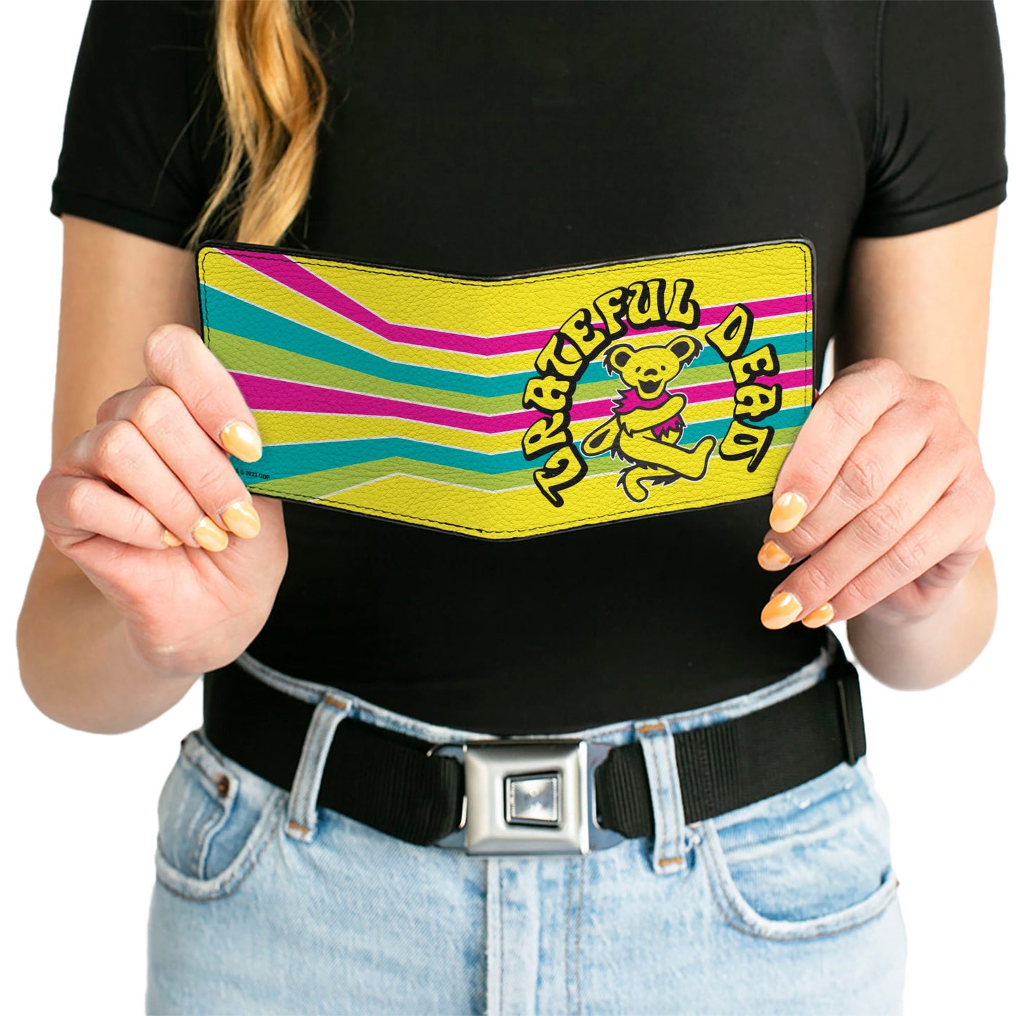 Bi-Fold Wallet - GRATEFUL DEAD Dancing Bear Icon Stripe Yellow/Multi Color/Black