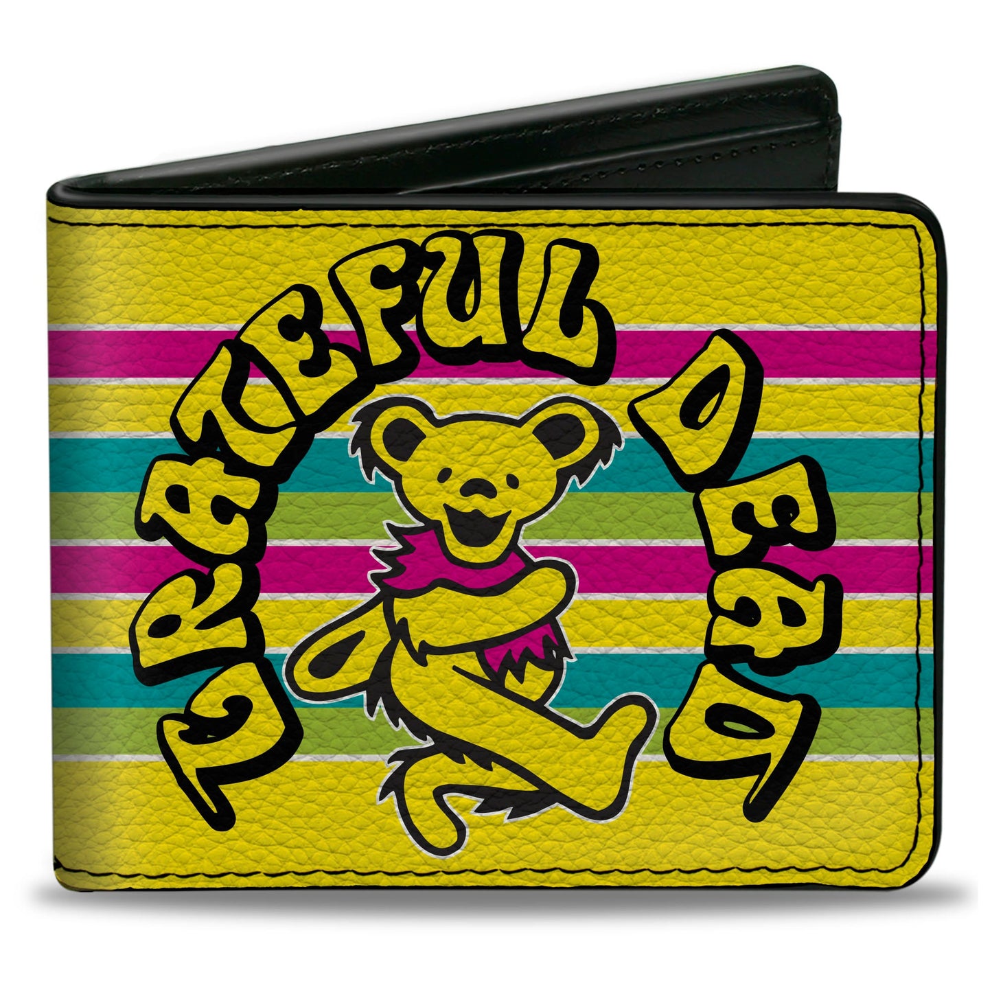 Bi-Fold Wallet - GRATEFUL DEAD Dancing Bear Icon Stripe Yellow/Multi Color/Black