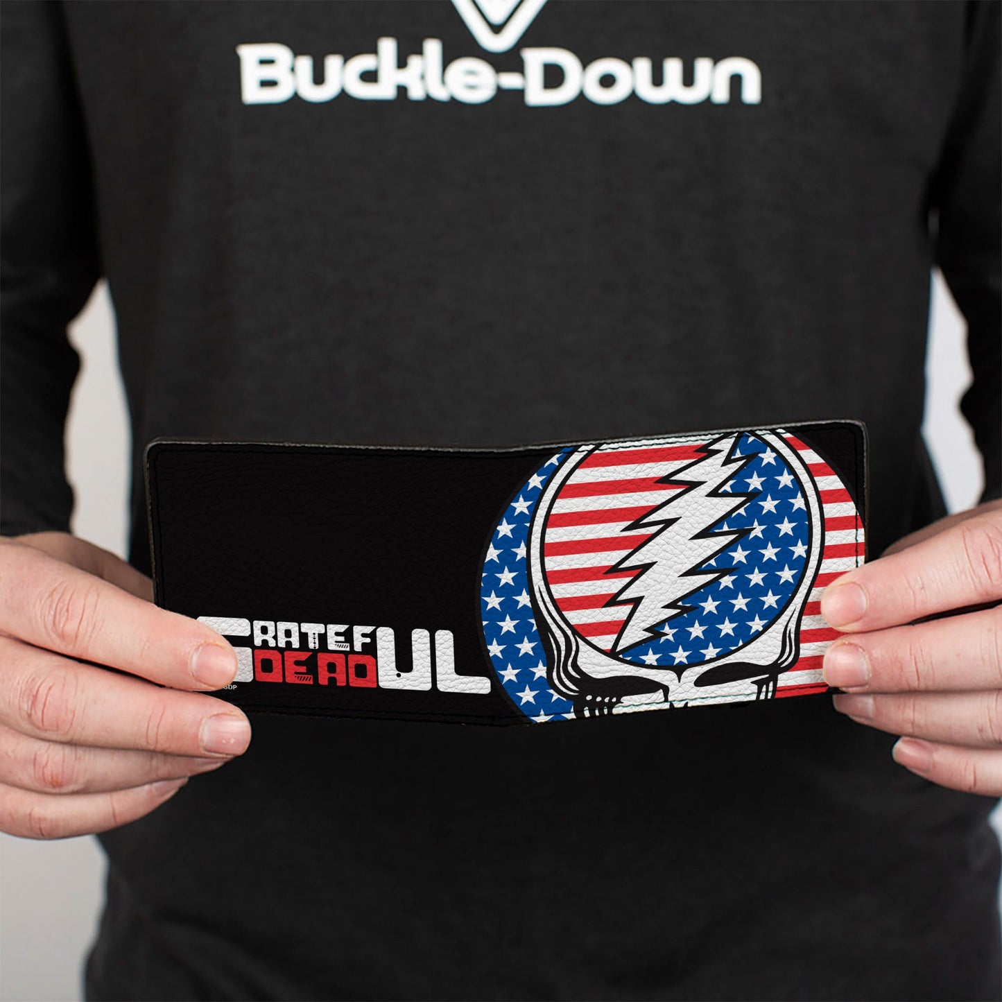 Bi-Fold Wallet - GRATEFUL DEAD Steal Your Face Stars and Stripes Close-Up Black/White/Red/Blue
