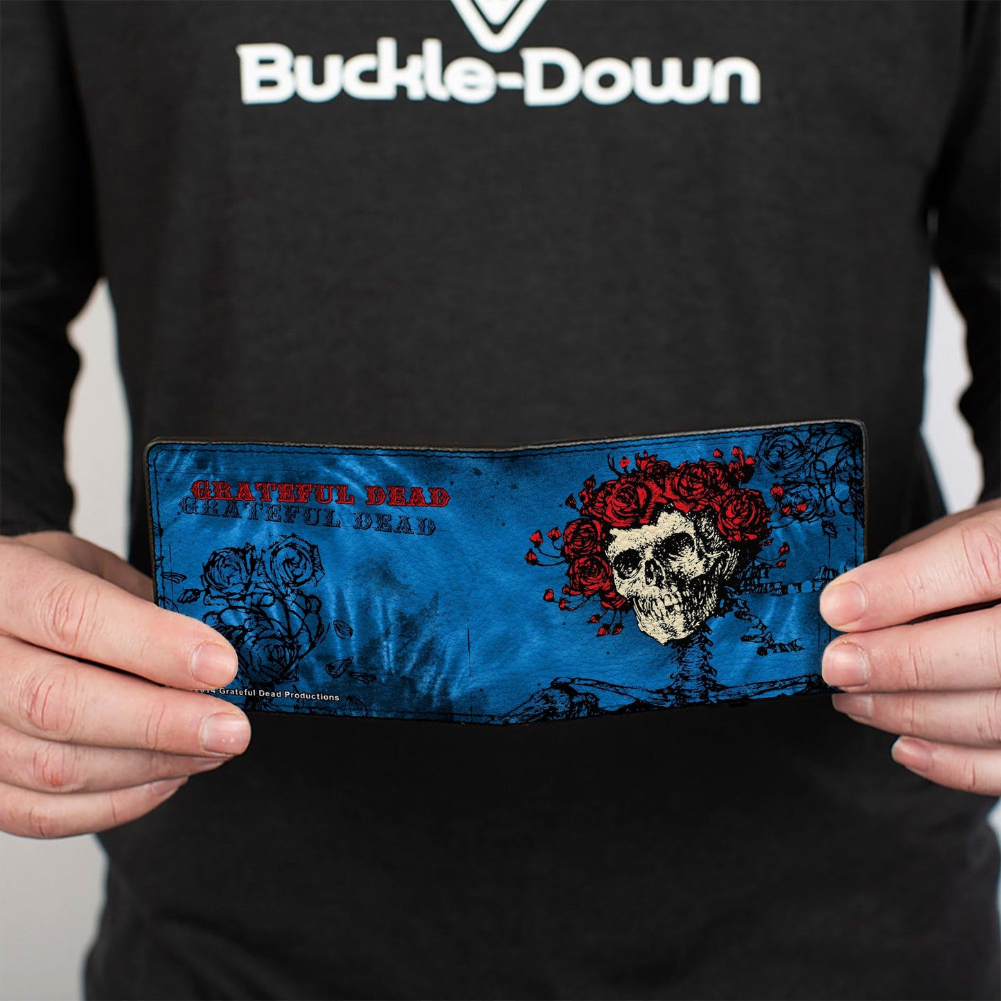 Bi-Fold Wallet - Skull & Roses + GRATEFUL DEAD Roses Blues Black Red