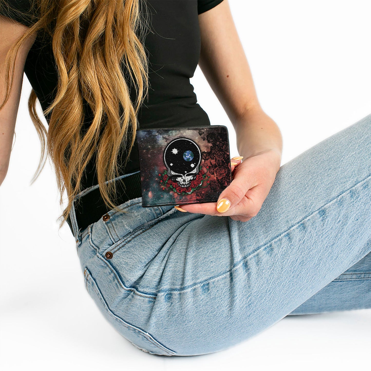 Bi-Fold Wallet - Space Your Face + Skull & Roses Galaxy