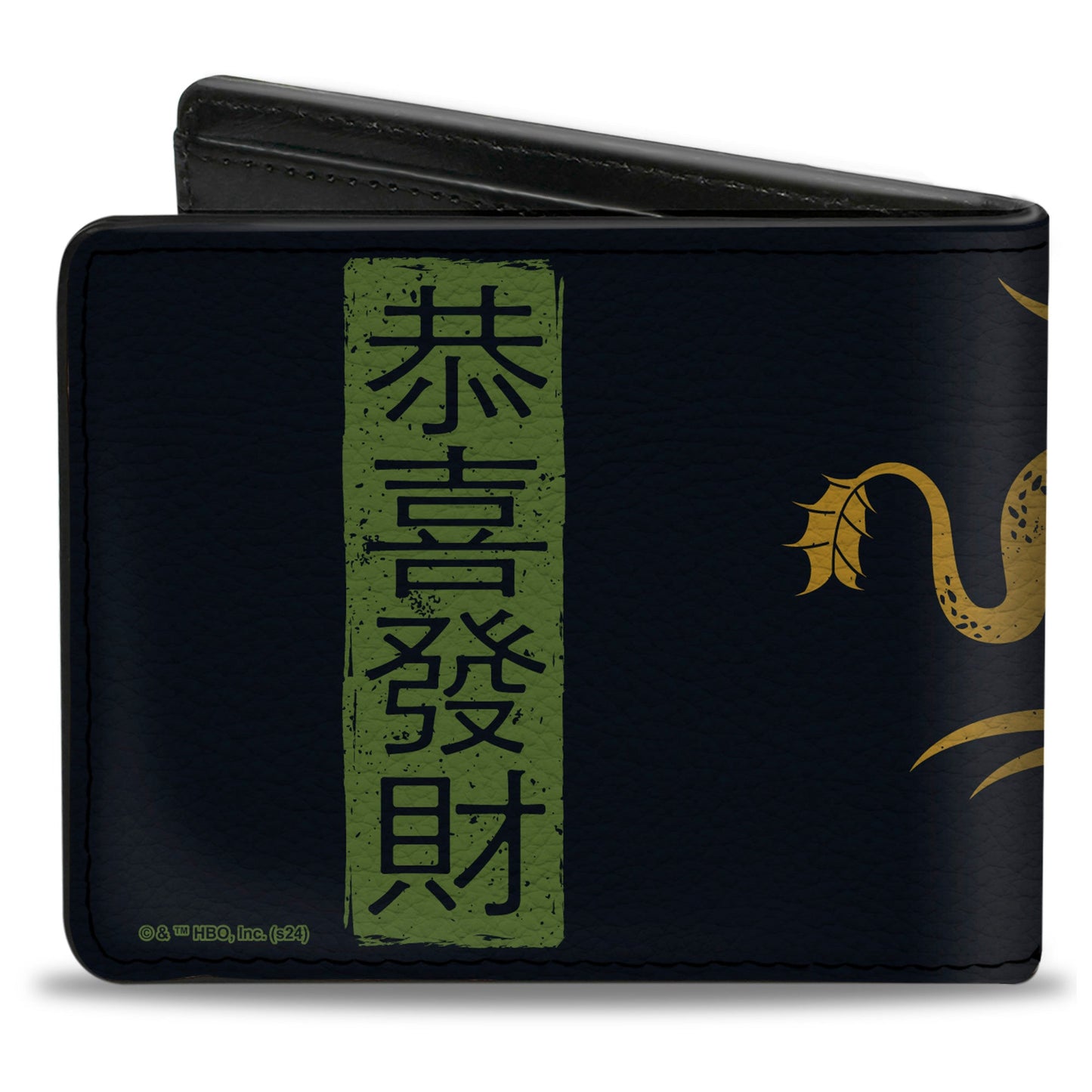Bi-Fold Wallet - HOUSE OF THE DRAGON Year of the Dragon Icon and Text Black/Gold/Green