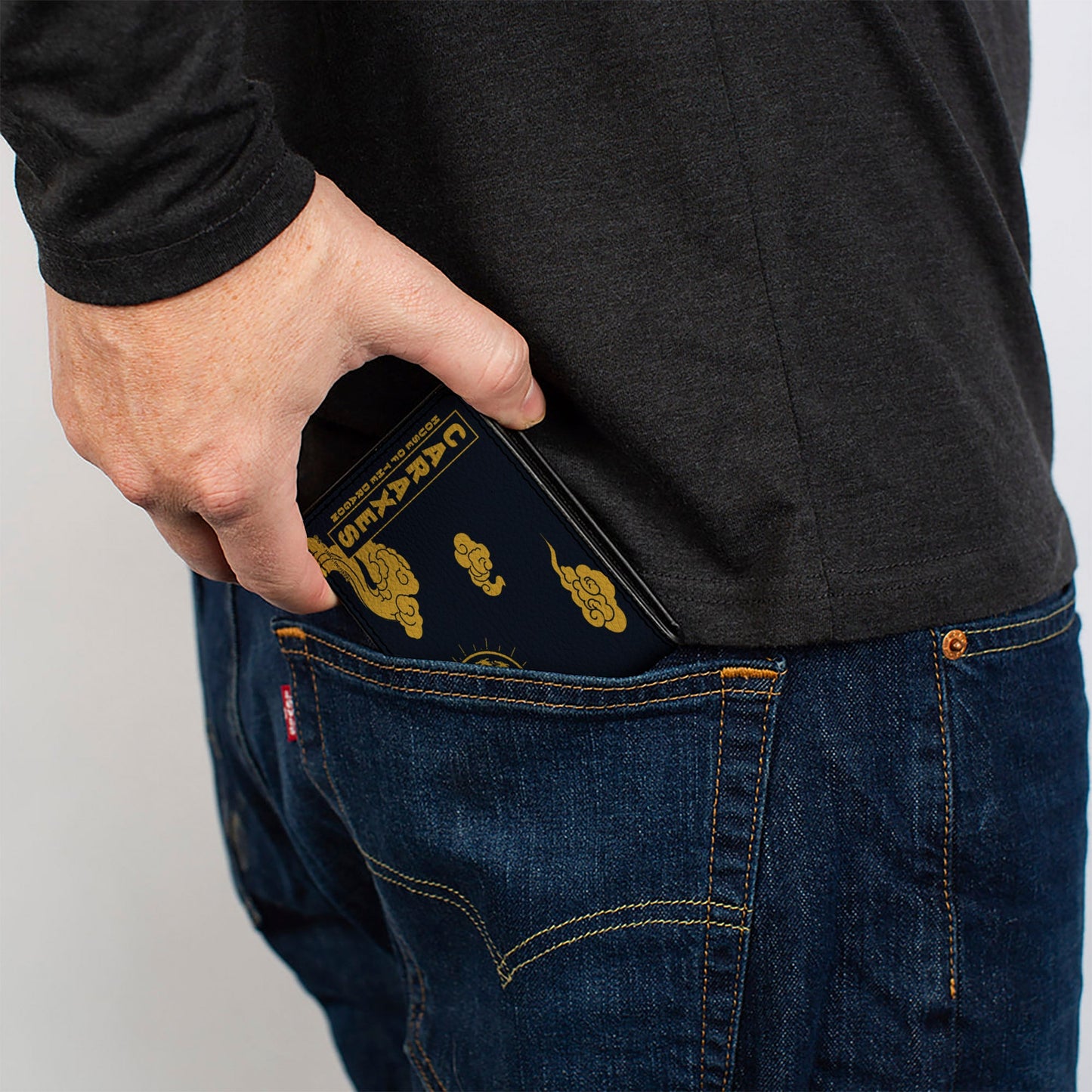 Bi-Fold Wallet - HOUSE OF THE DRAGON CARAXES Breathing Fire Pose and Clouds Black/Yellow/Red