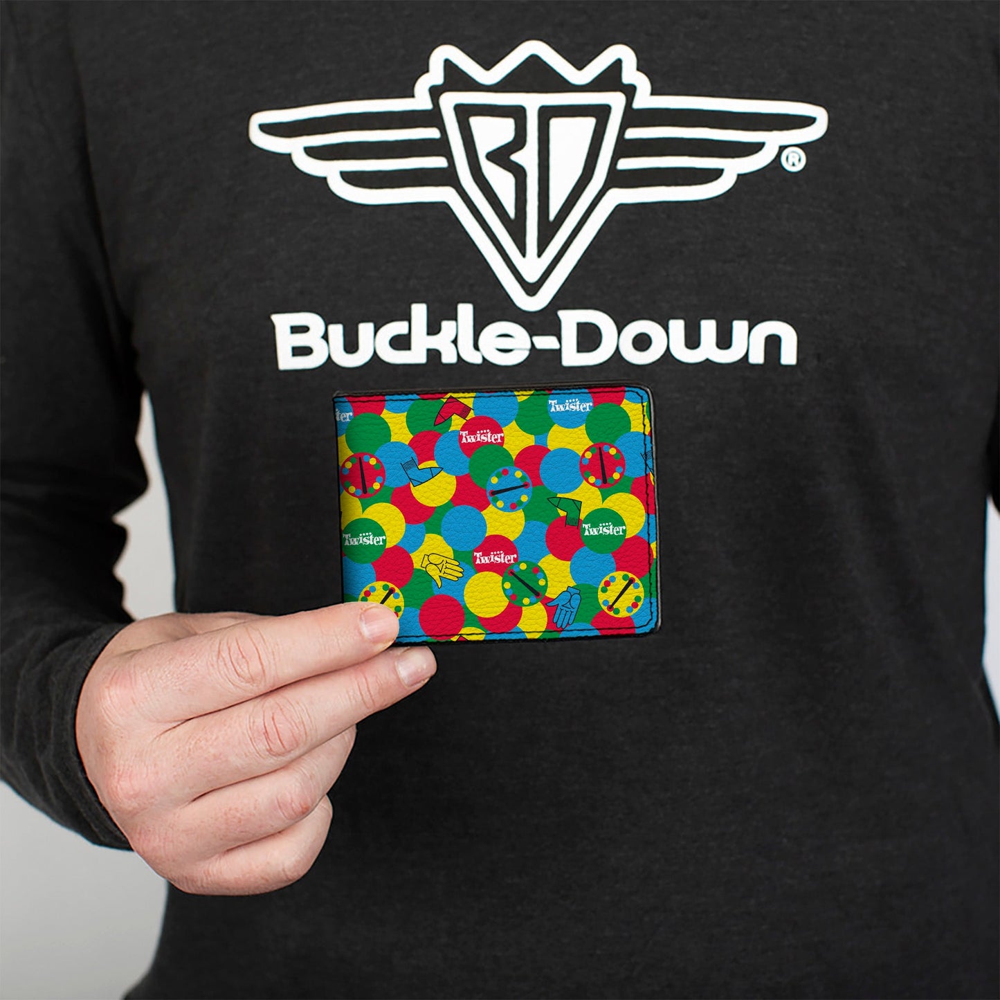 Bi-Fold Wallet - Twister Game Icons and Circle Spots Stacked Multi Color