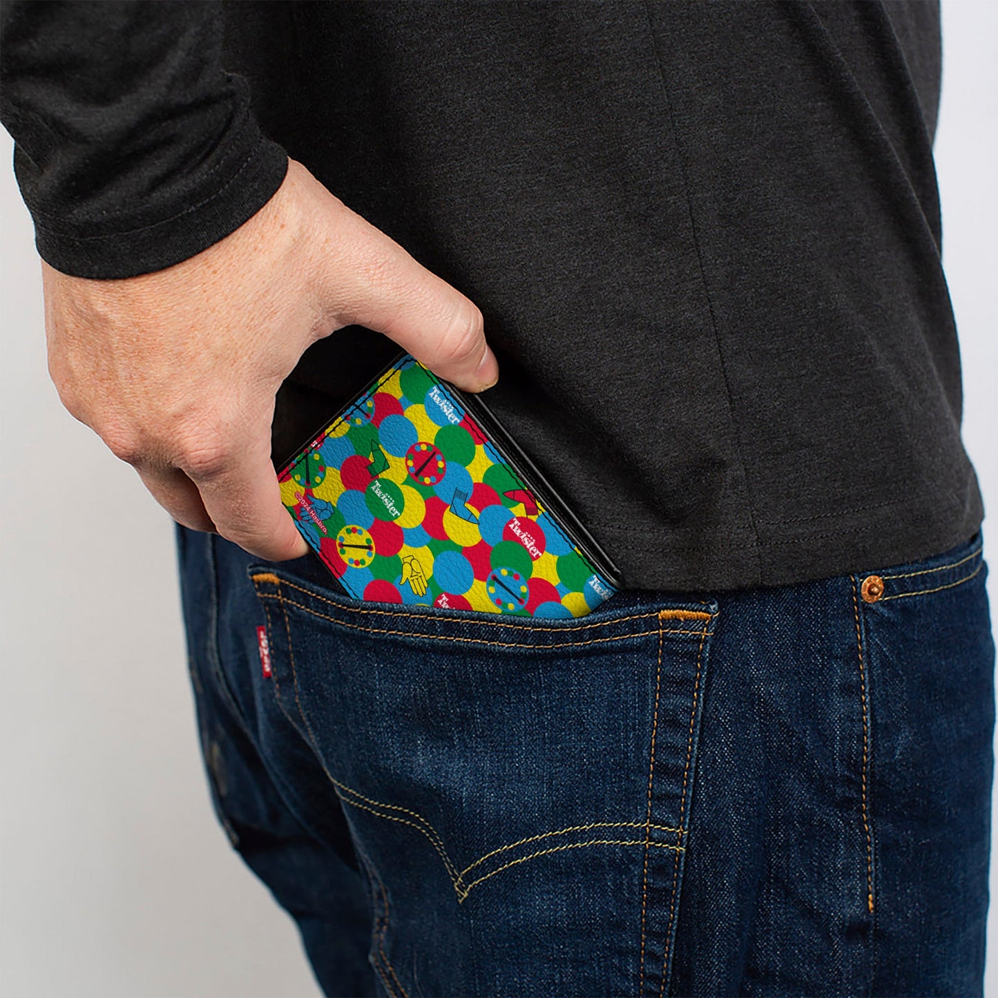 Bi-Fold Wallet - Twister Game Icons and Circle Spots Stacked Multi Color