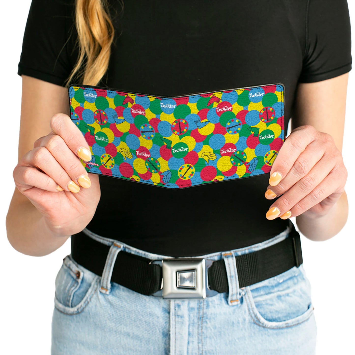 Bi-Fold Wallet - Twister Game Icons and Circle Spots Stacked Multi Color