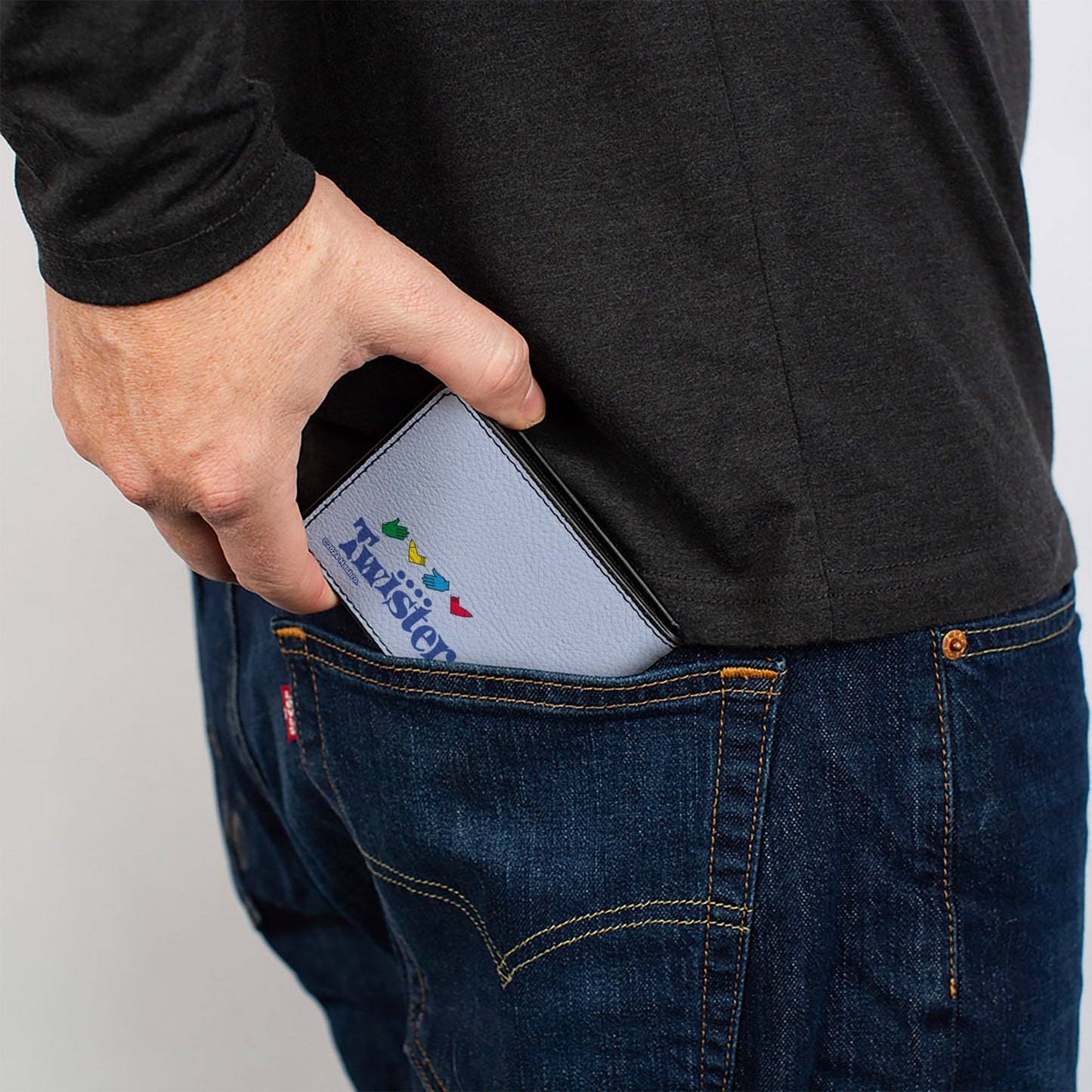 Bi-Fold Wallet - Twister DAD SAYS MAKE YOUR MOVE and Game Icons Light Blue/Multi Color