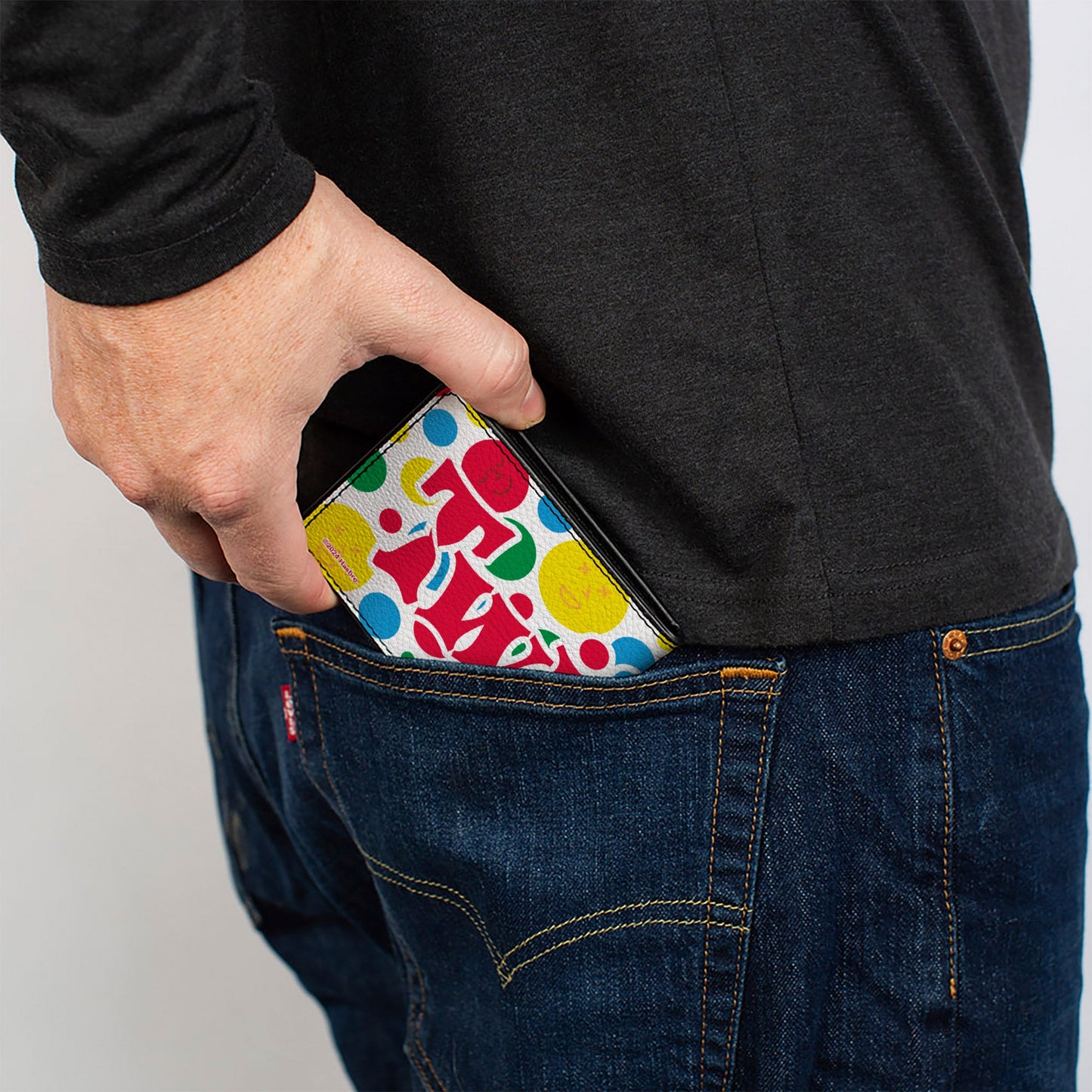 Bi-Fold Wallet - TWISTER Game Icons and Circle Expressions White/Multi Color