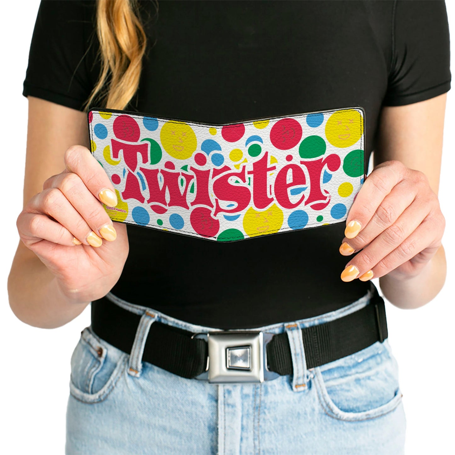 Bi-Fold Wallet - TWISTER Game Icons and Circle Expressions White/Multi Color
