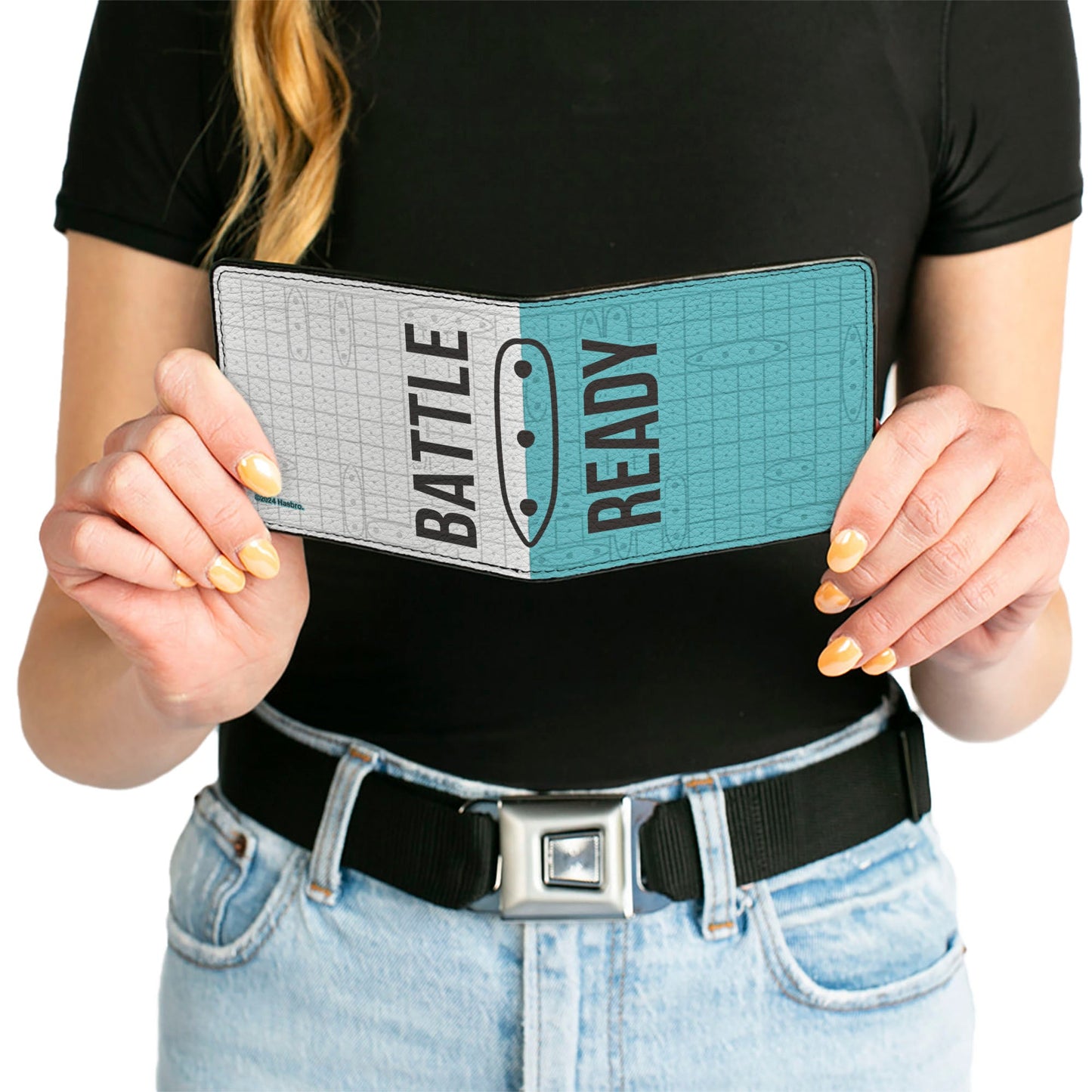 Bi-Fold Wallet - Battleship BATTLE READY Grids and Ships White/Blue/Black