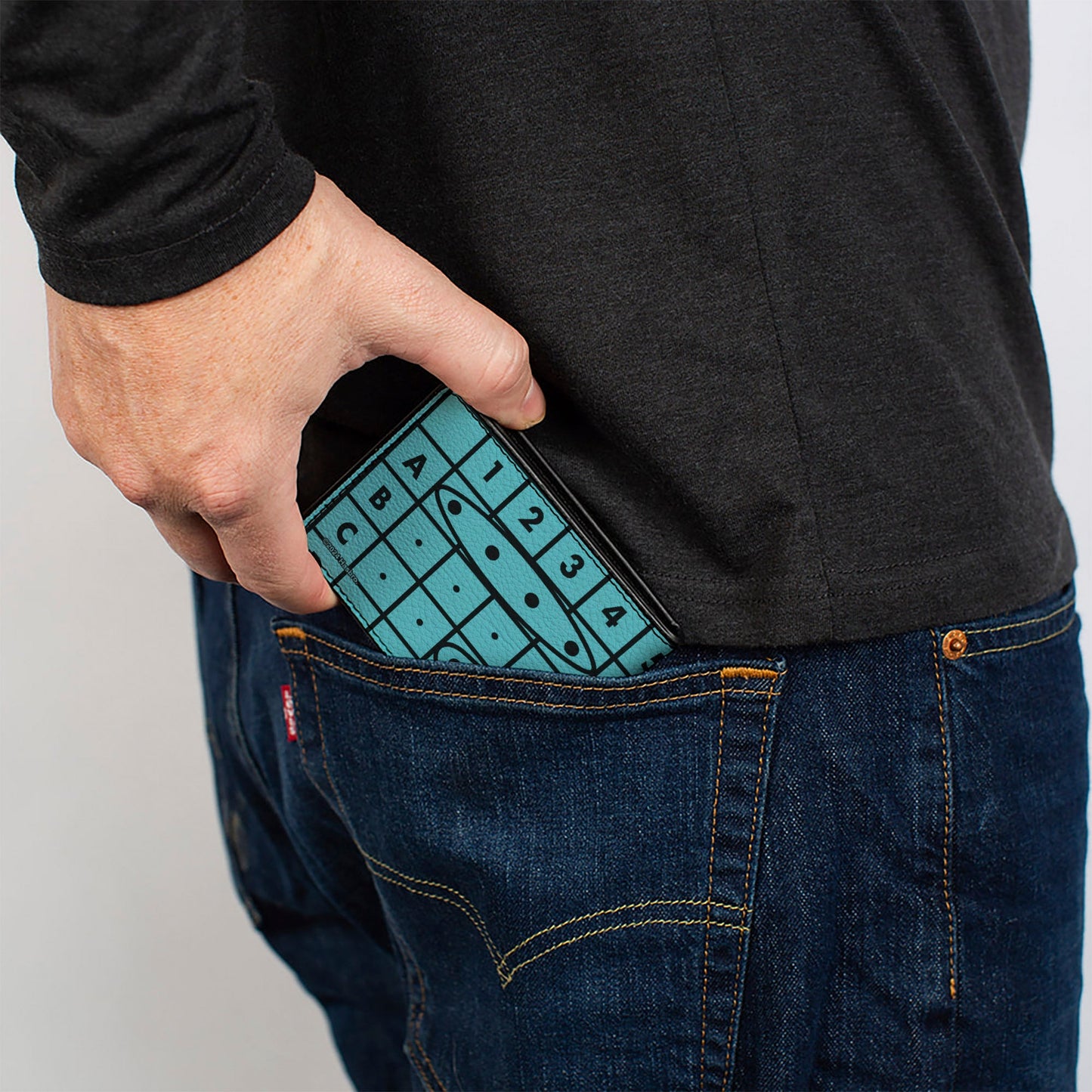 Bi-Fold Wallet - Battleship Grids and Ships Blue/Black