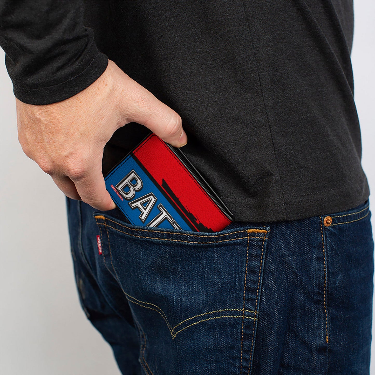 Bi-Fold Wallet - BATTLESHIP Ship Silhouette and Text Red/Blue/Black/White