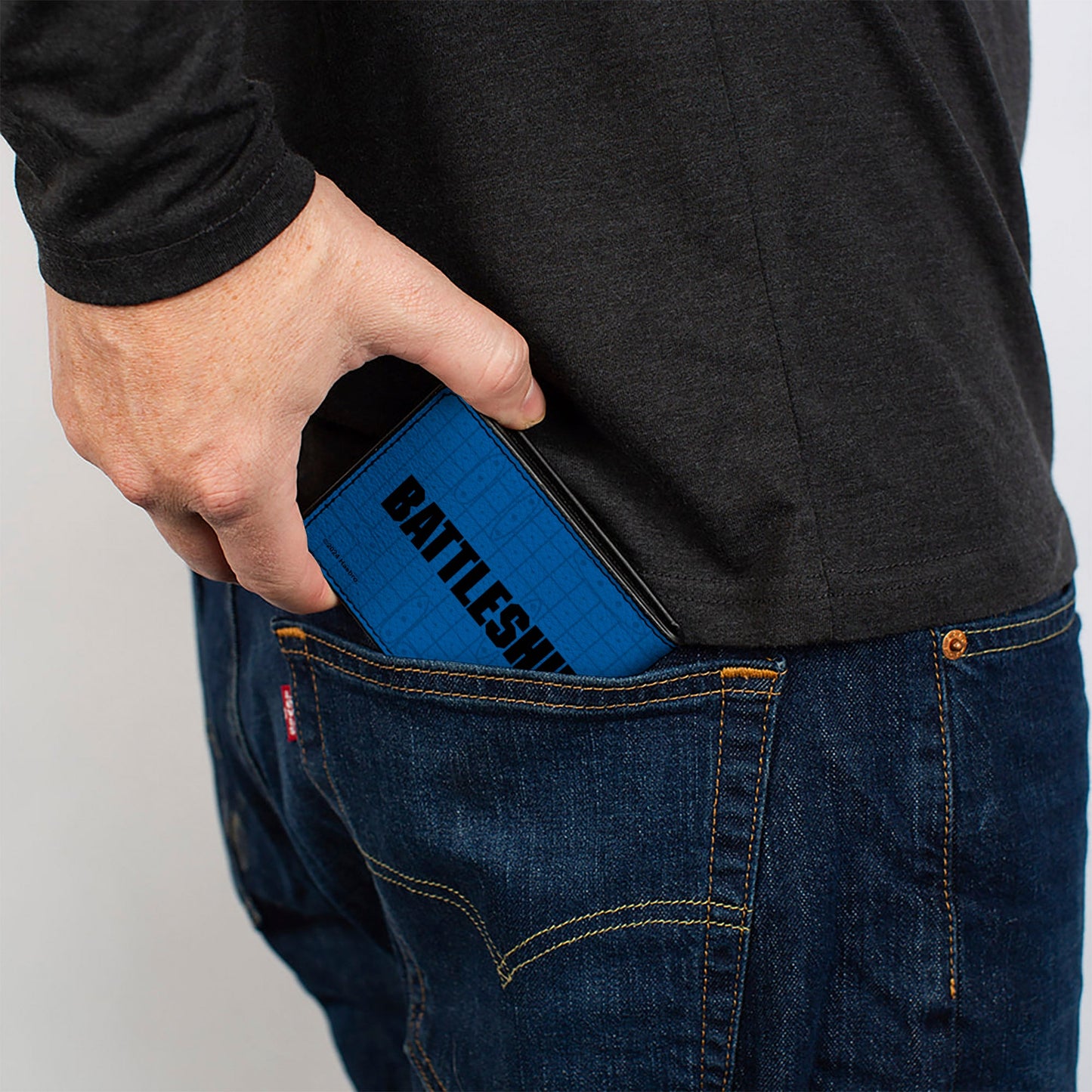 Bi-Fold Wallet - BATTLESHIP ONE HIT WONDER and Title Logo Ocean Grid Blues/Black/Red