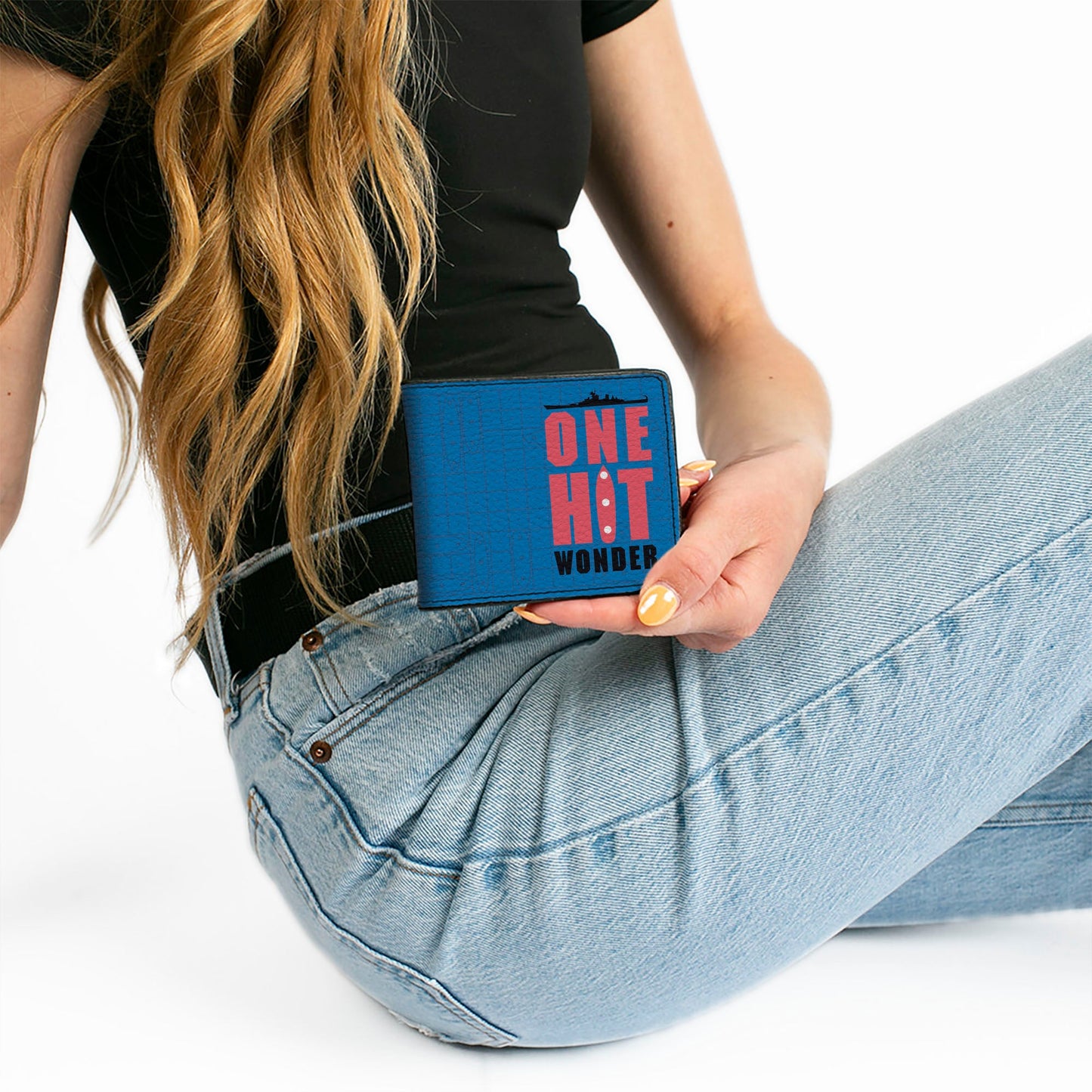Bi-Fold Wallet - BATTLESHIP ONE HIT WONDER and Title Logo Ocean Grid Blues/Black/Red