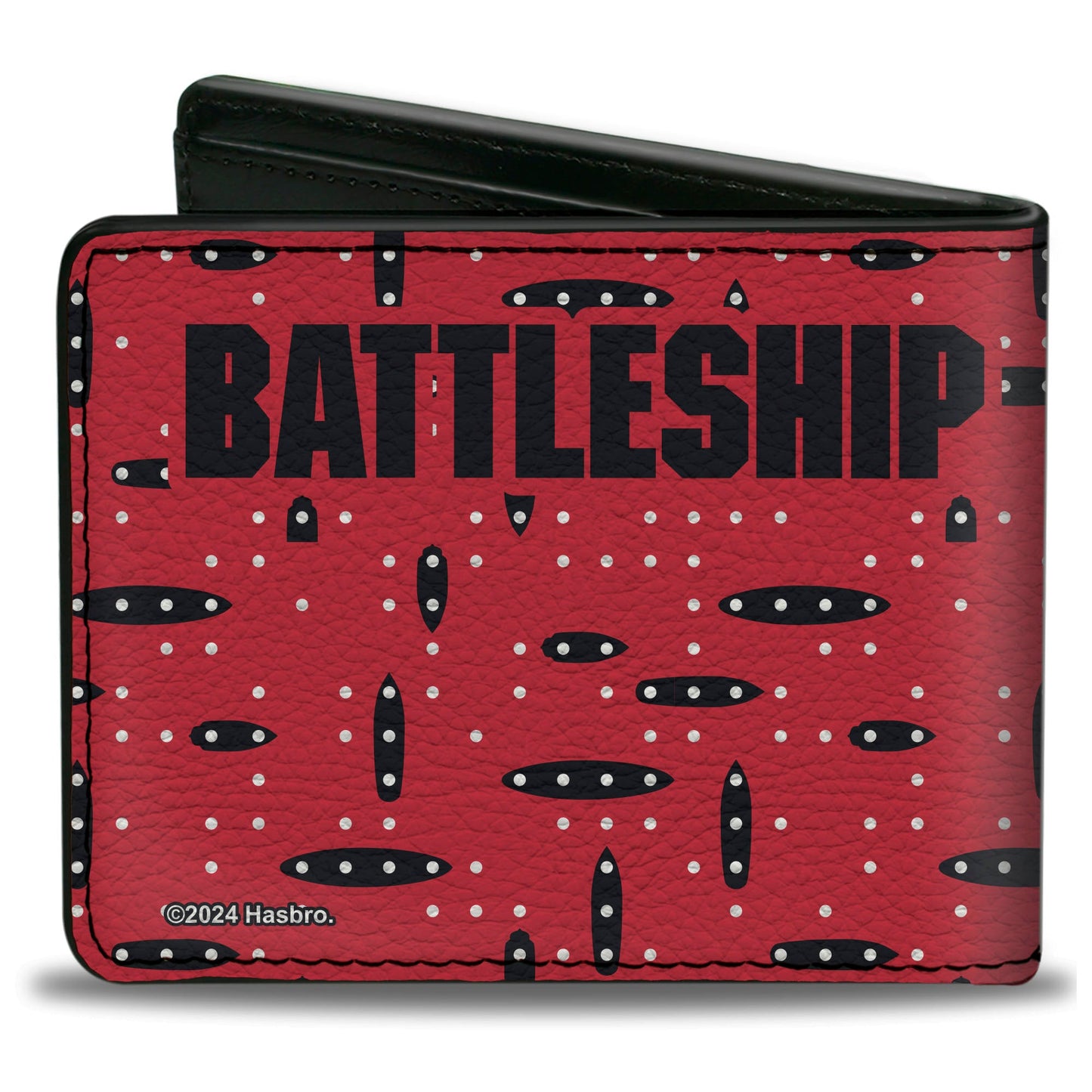 Bi-Fold Wallet - BATTLESHIP Grid with Ships and Text Red/Black/White