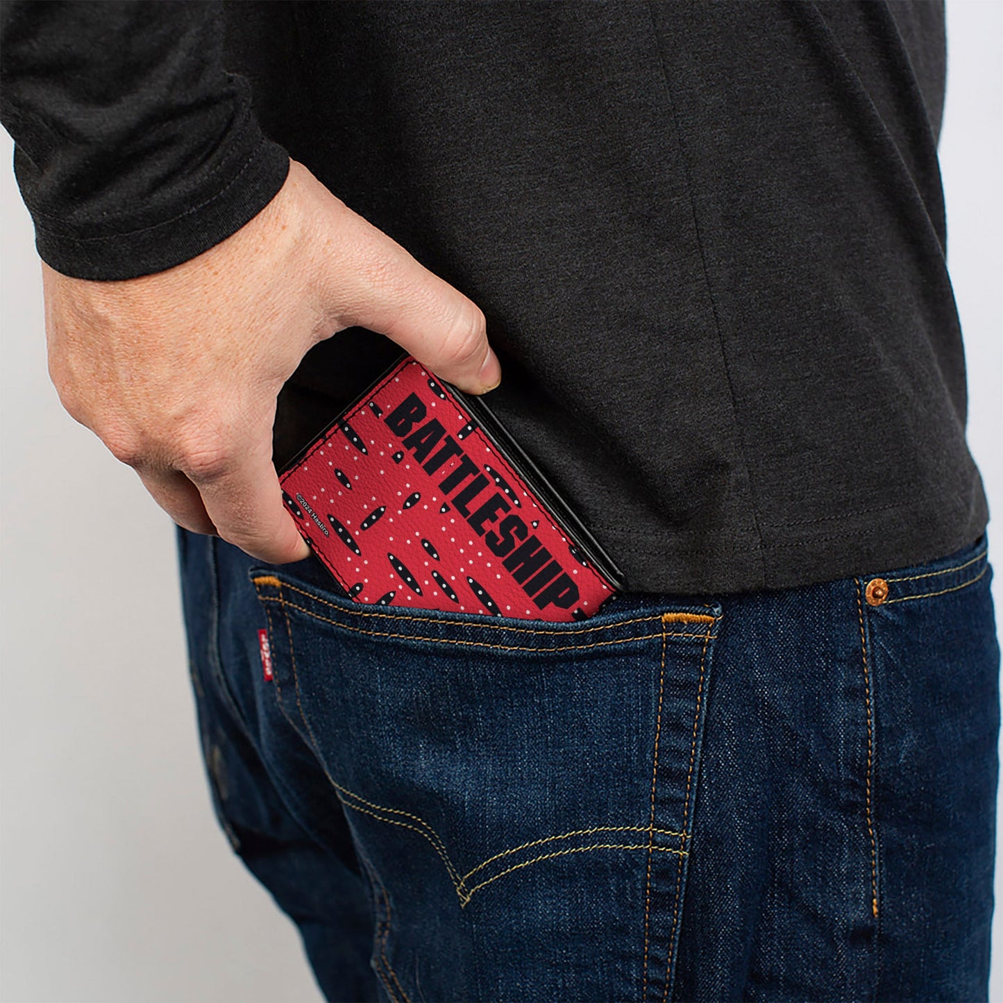 Bi-Fold Wallet - BATTLESHIP Grid with Ships and Text Red/Black/White