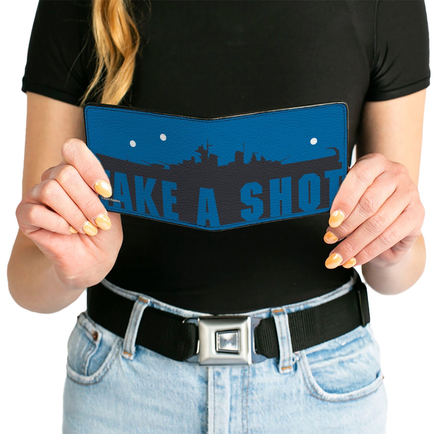 Bi-Fold Wallet - Battleship Silhouette TAKE A SHOT Blues/White