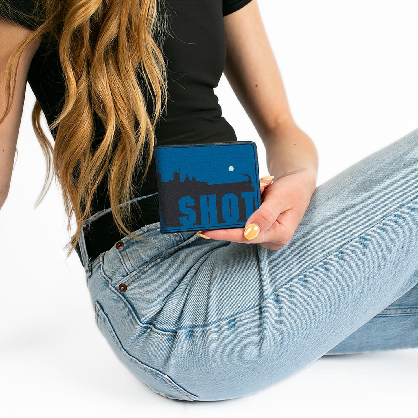 Bi-Fold Wallet - Battleship Silhouette TAKE A SHOT Blues/White