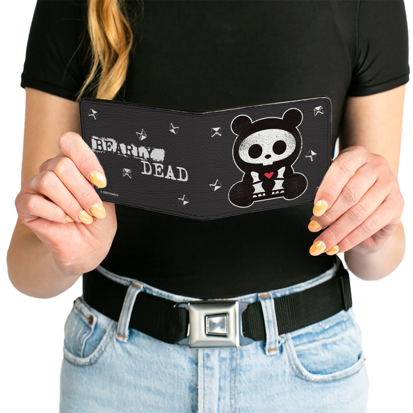 Bi-Fold Wallet - Skelanimals Chungkee the Panda BEARLY DEAD Pose Black/White