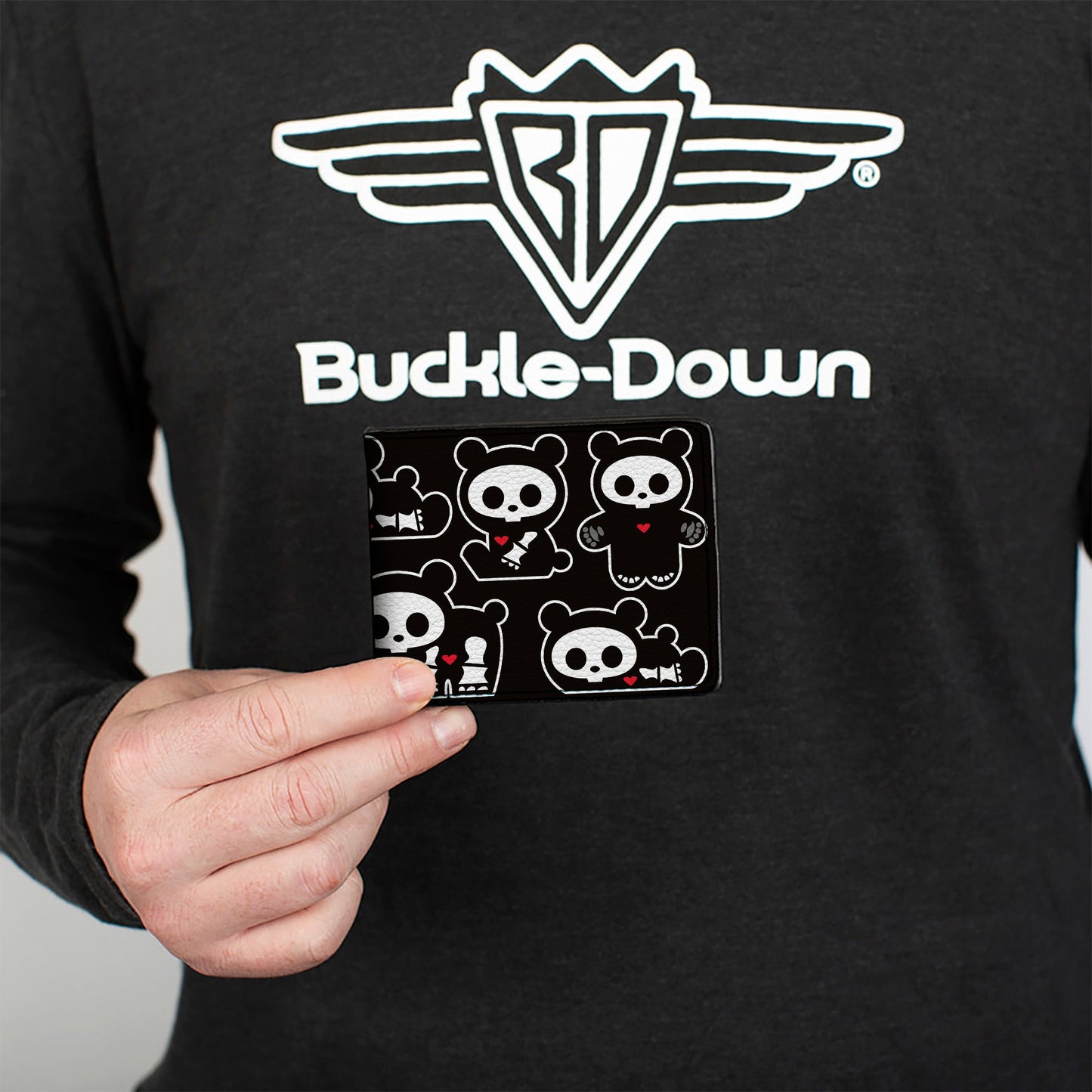 Bi-Fold Wallet - SKELANIMALS Chungkee the Panda Poses and Title Logo Black/White