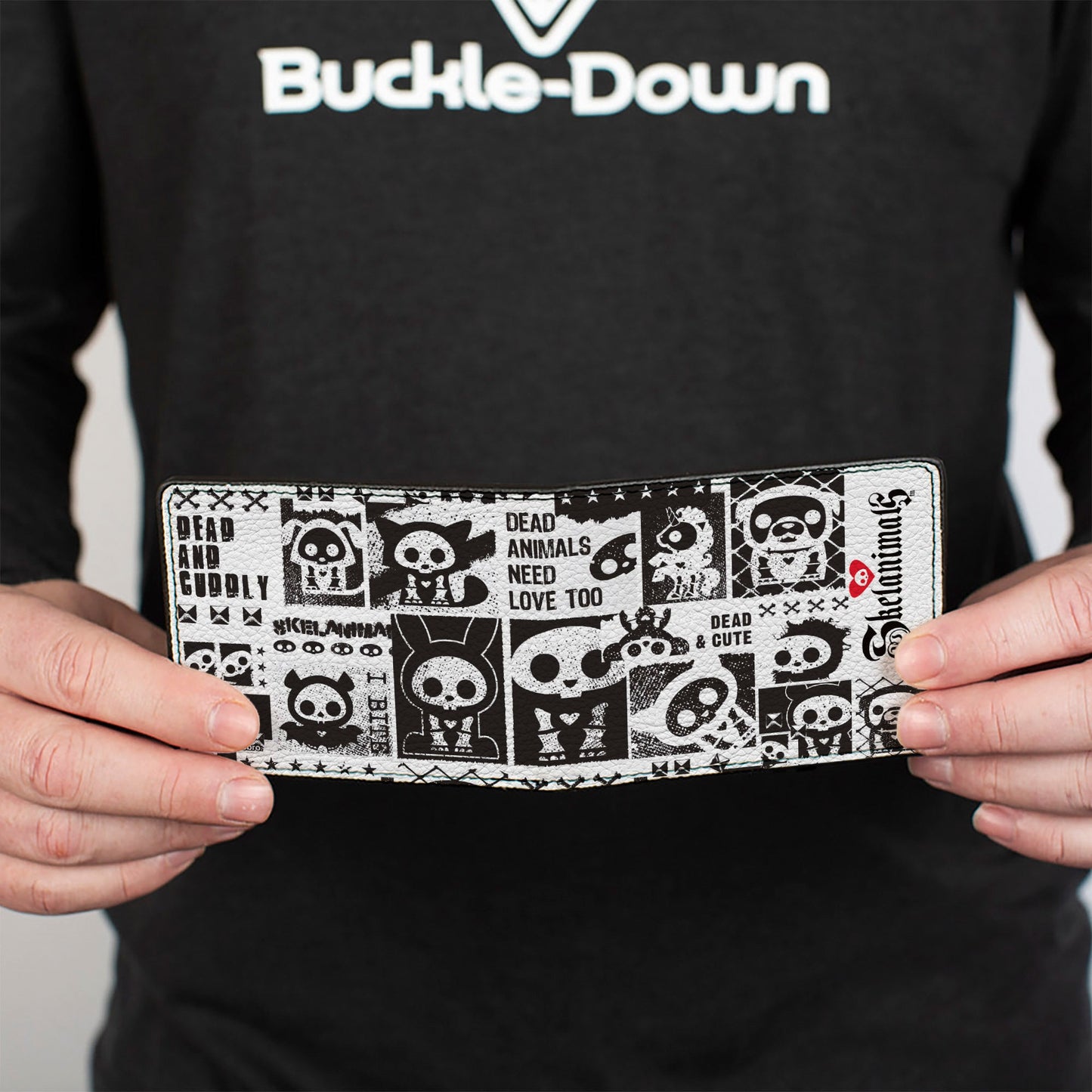 Bi-Fold Wallet - SKELANIMALS DEAD ANIMALS Quotes Collage and Title Logo White/Black