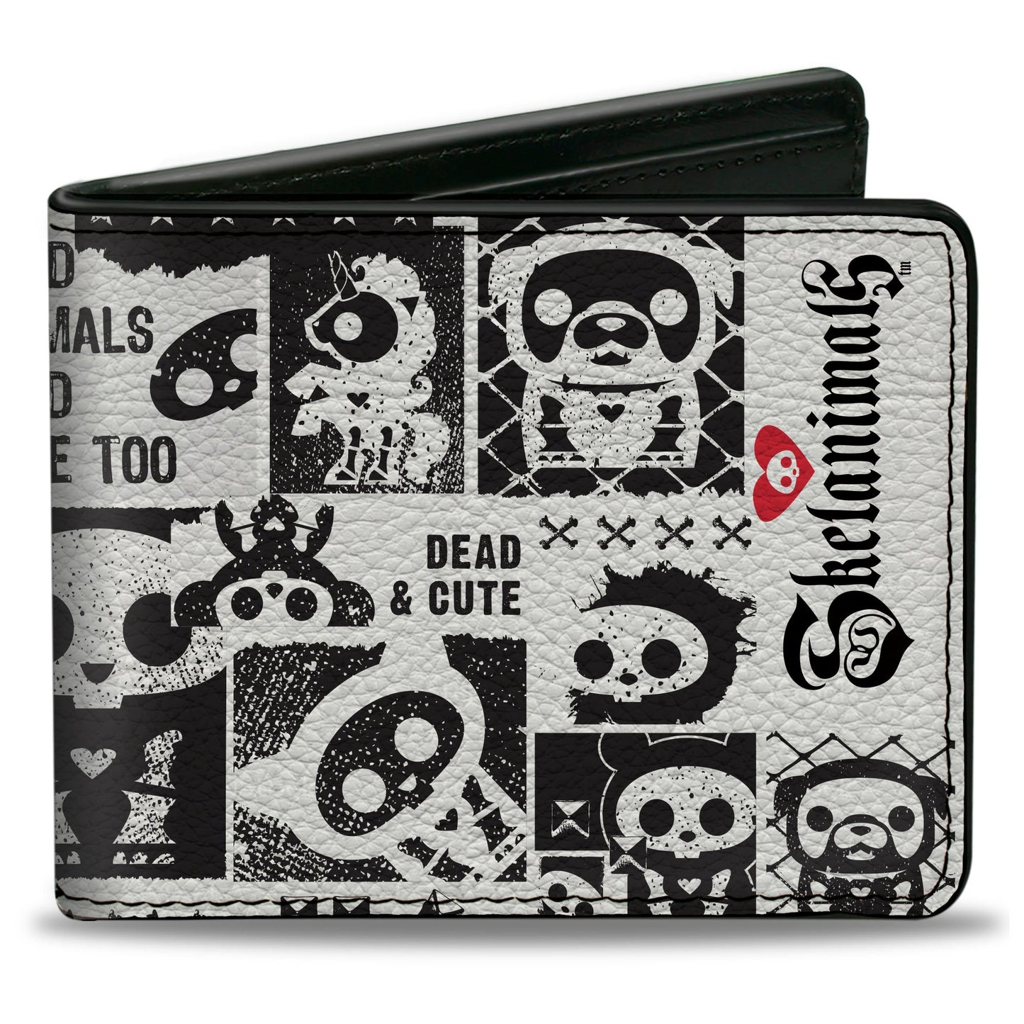 Bi-Fold Wallet - SKELANIMALS DEAD ANIMALS Quotes Collage and Title Logo White/Black