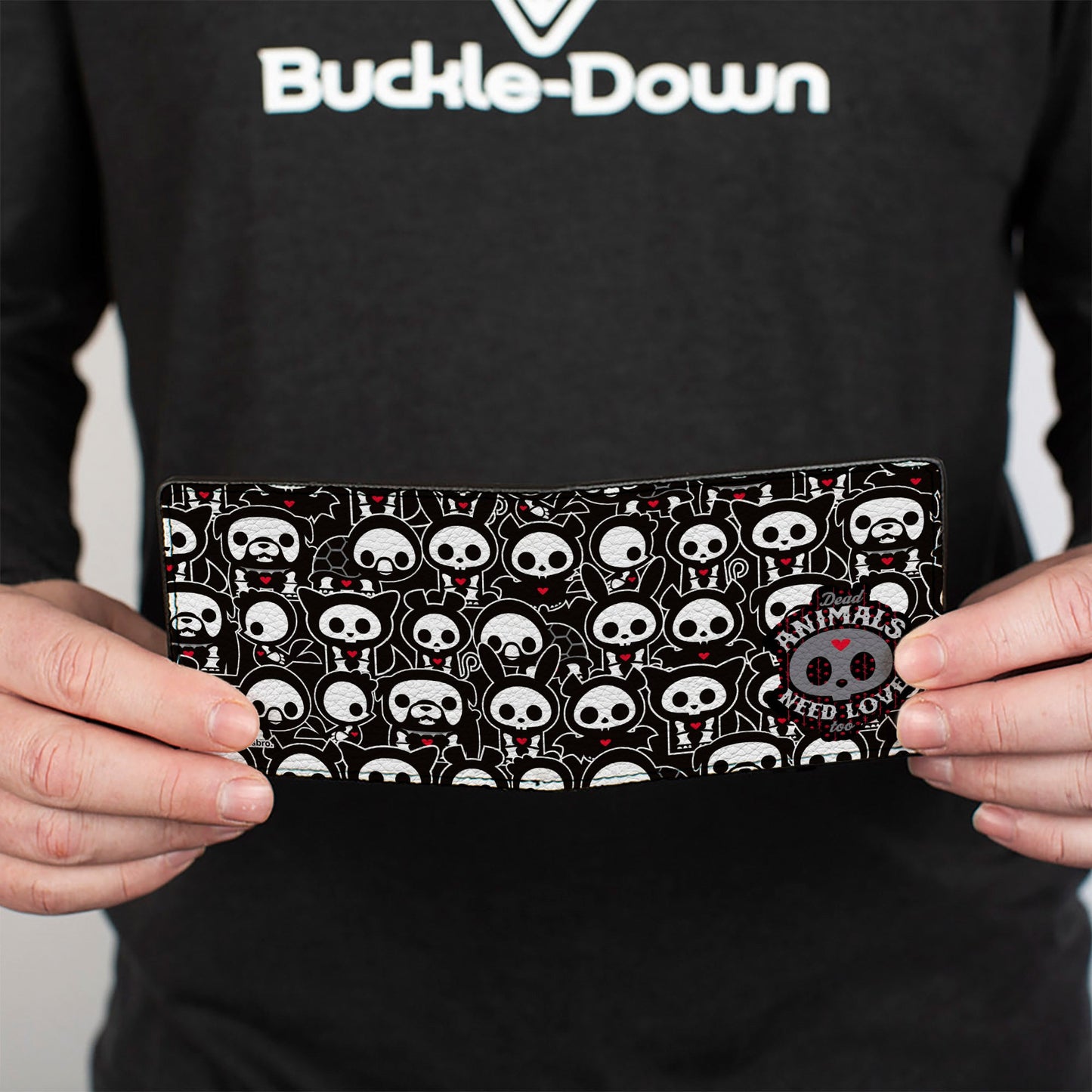 Bi-Fold Wallet - SKELANIMALS DEAD ANIMALS NEED LOVE TOO Collage and Animals Black/White/Red