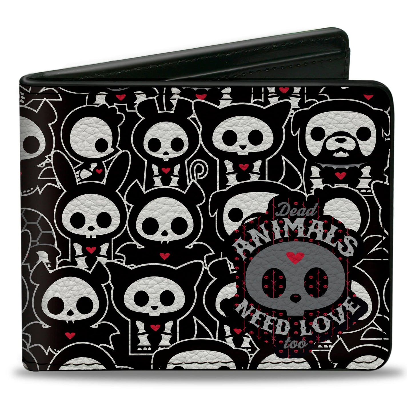 Bi-Fold Wallet - SKELANIMALS DEAD ANIMALS NEED LOVE TOO Collage and Animals Black/White/Red