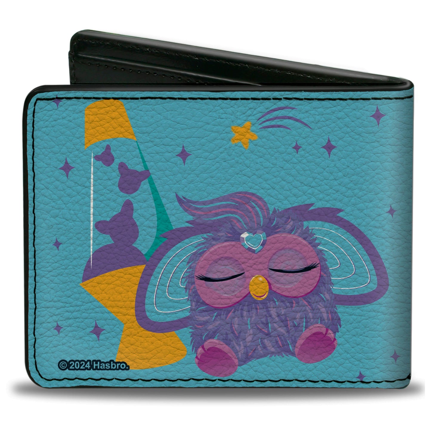 Bi-Fold Wallet - Furby Purple and Orange Furby CHILL TIME Pose Blue/Purple
