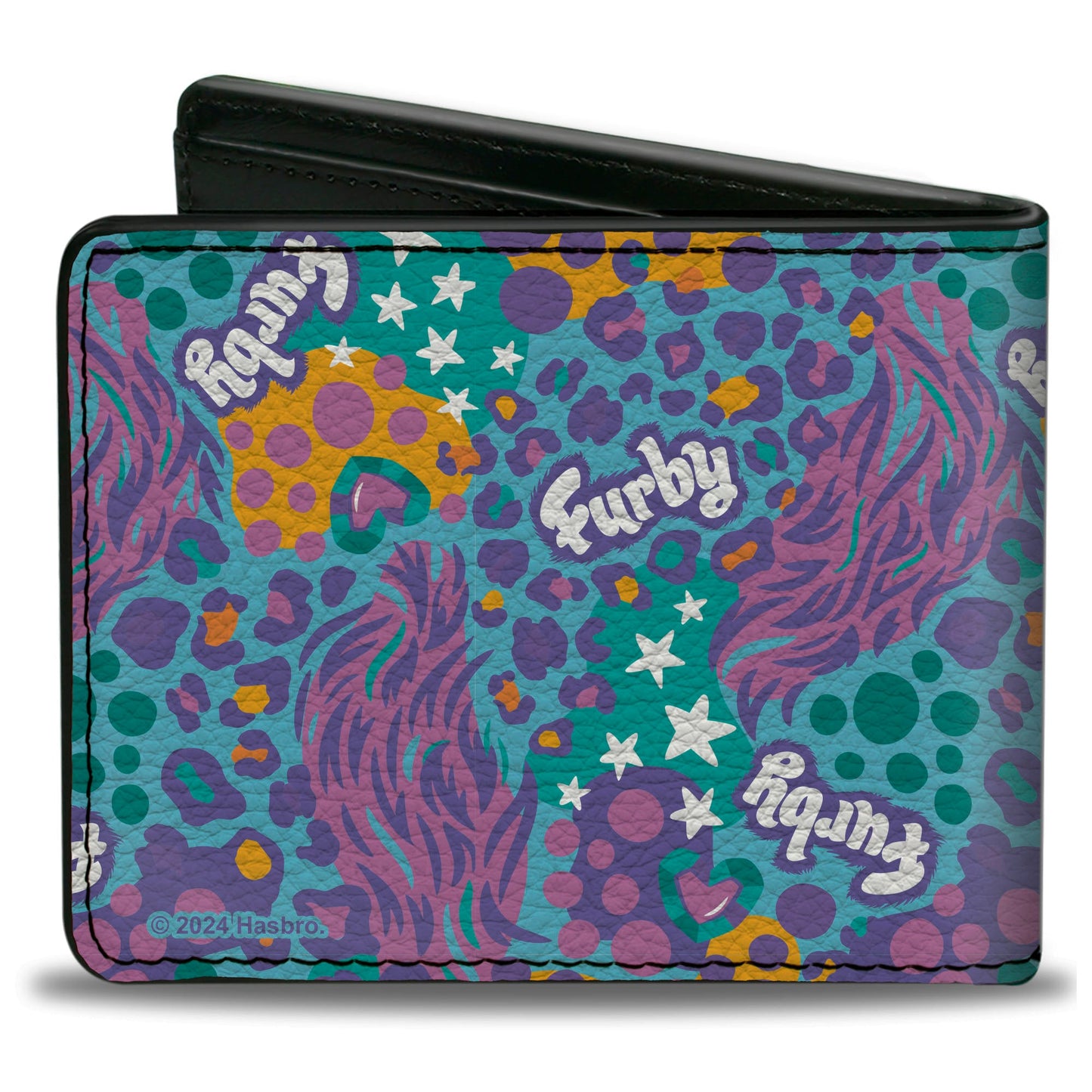 Bi-Fold Wallet - FURBY Title Logo Fur Print Blues/Purple/White