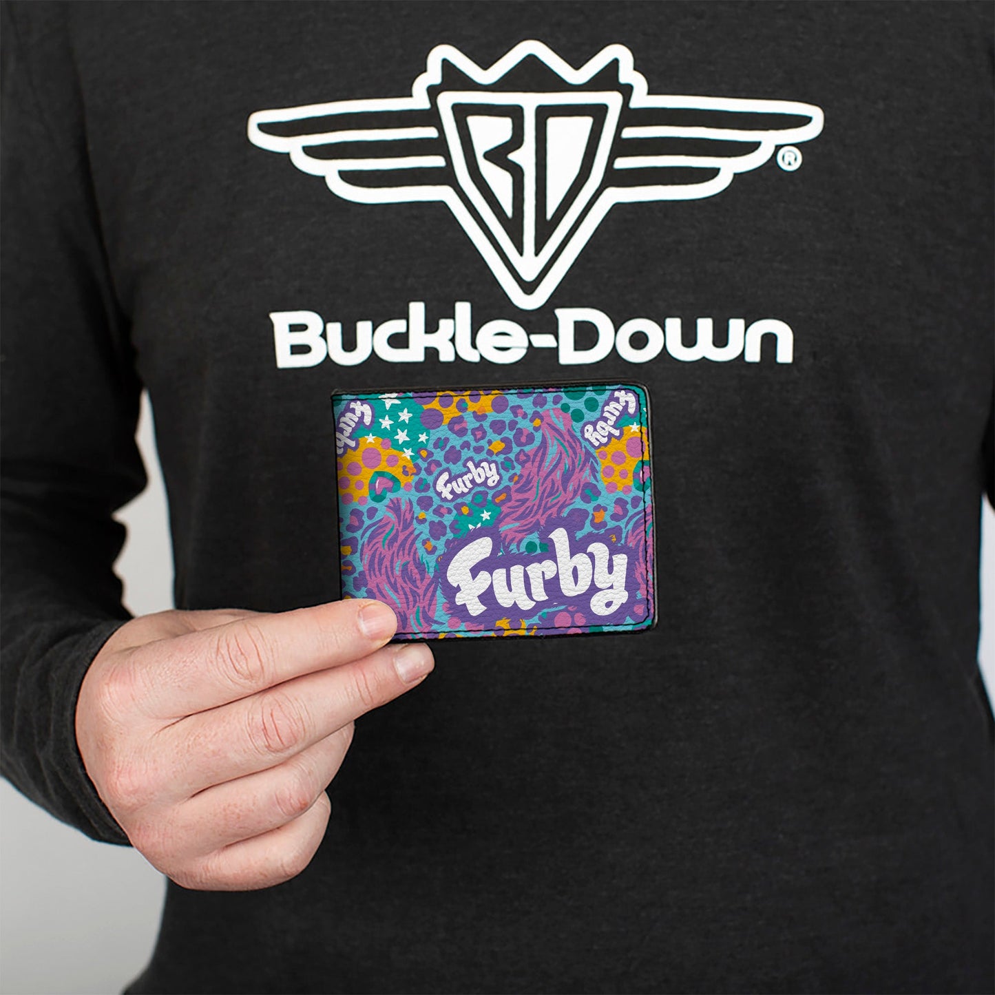 Bi-Fold Wallet - FURBY Title Logo Fur Print Blues/Purple/White