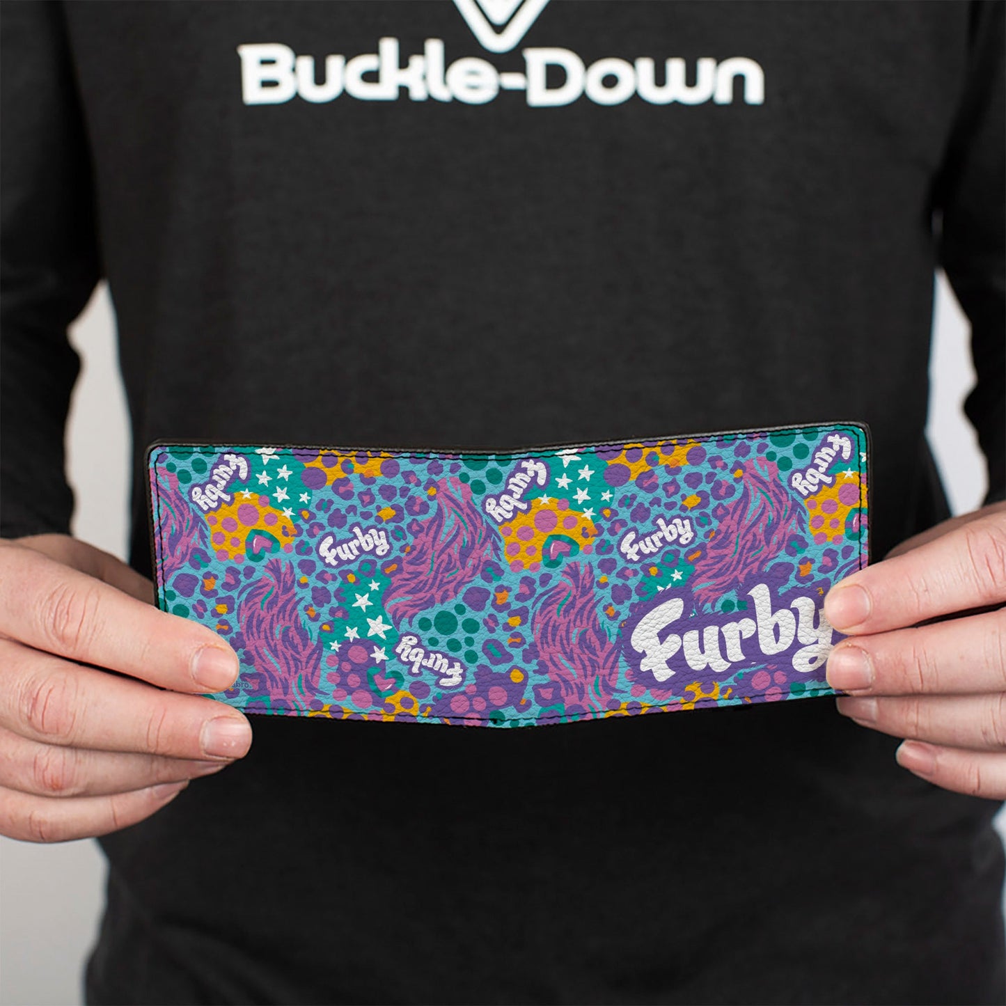 Bi-Fold Wallet - FURBY Title Logo Fur Print Blues/Purple/White