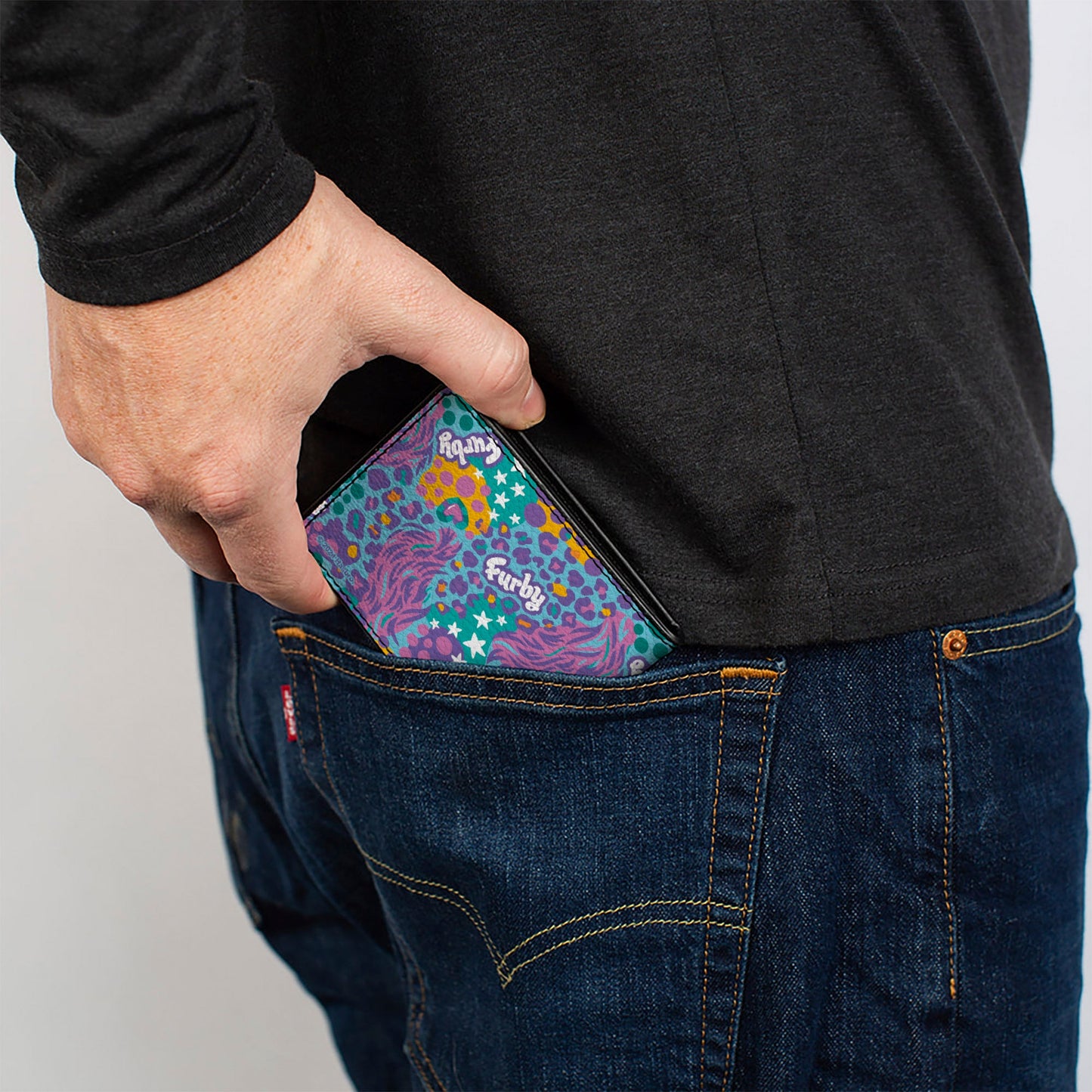 Bi-Fold Wallet - FURBY Title Logo Fur Print Blues/Purple/White