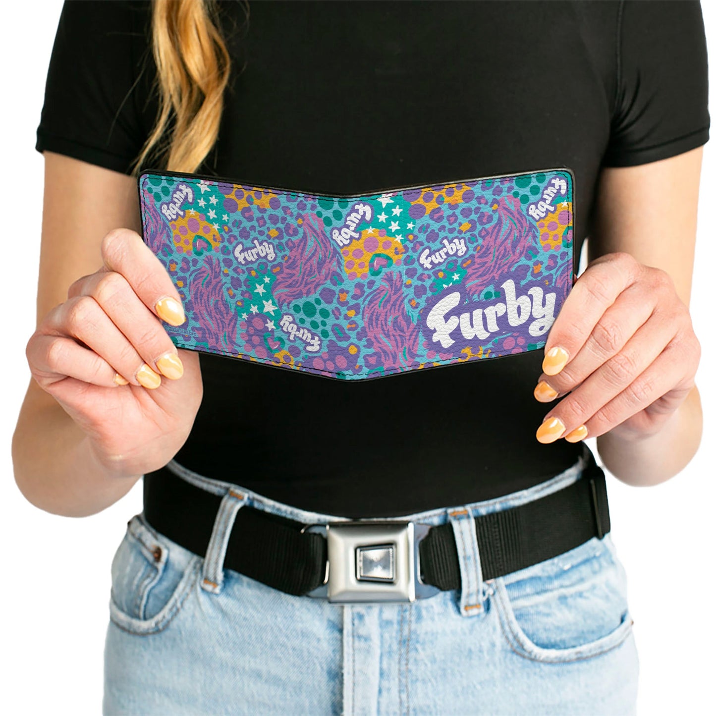 Bi-Fold Wallet - FURBY Title Logo Fur Print Blues/Purple/White