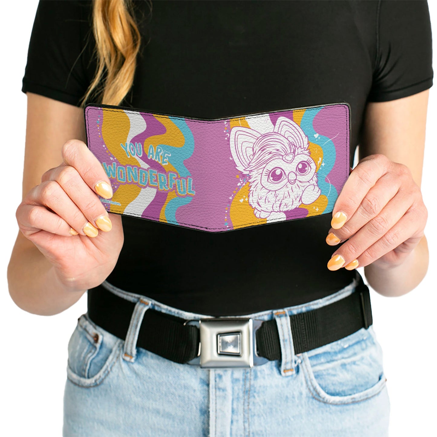 Bi-Fold Wallet - Furby YOU ARE WONDERFUL Running Pose Pinks/Multi Color