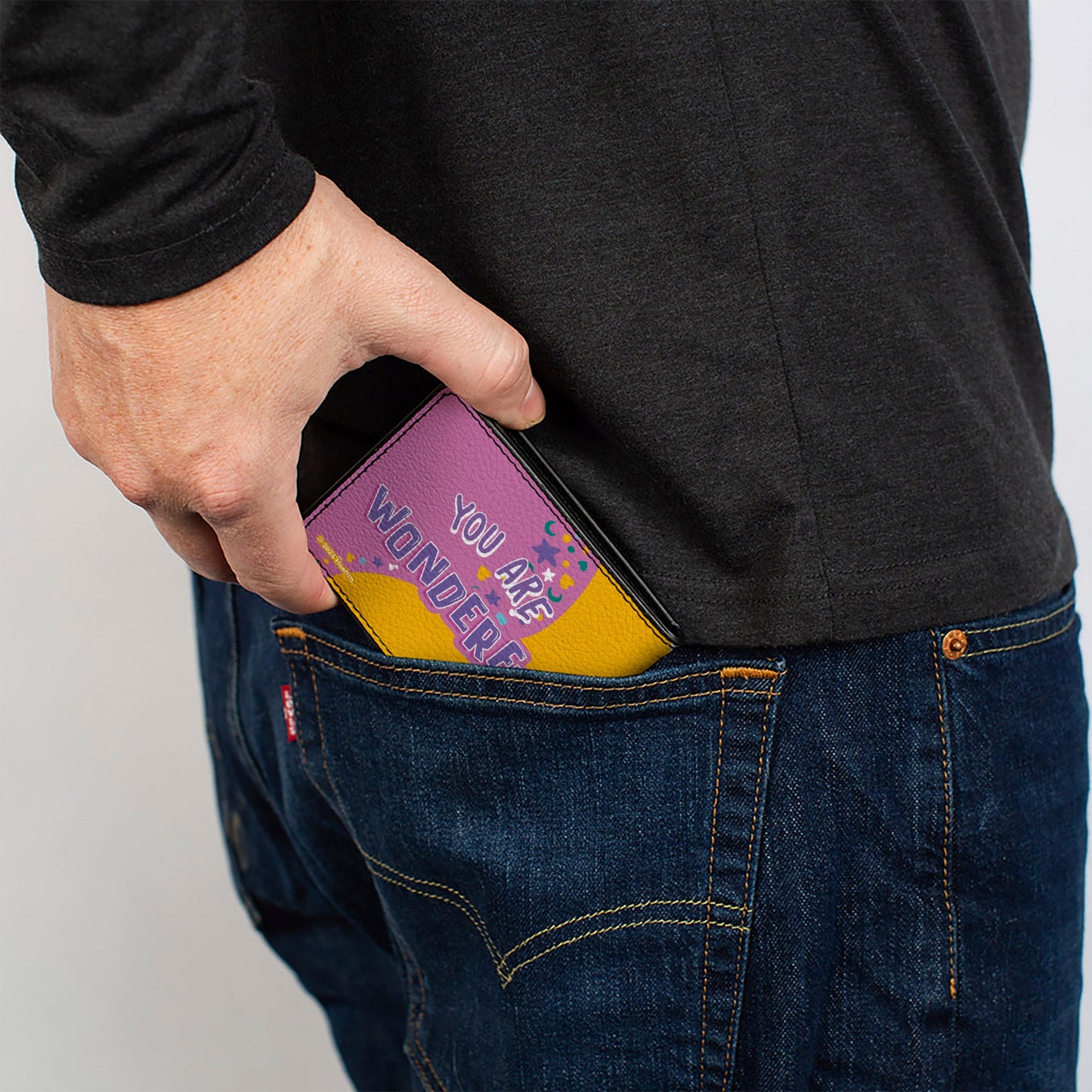 Bi-Fold Wallet - Furby Purple Furby YOU ARE WONDERFUL Running Pose Multi Color