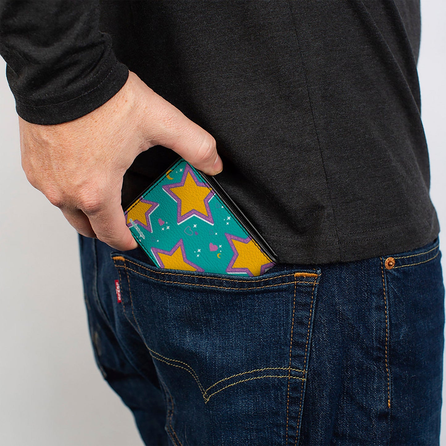 Bi-Fold Wallet - Furby Purple Furby FREE YOUR INNER FURB Rainbow Pose Teal/Multi Color