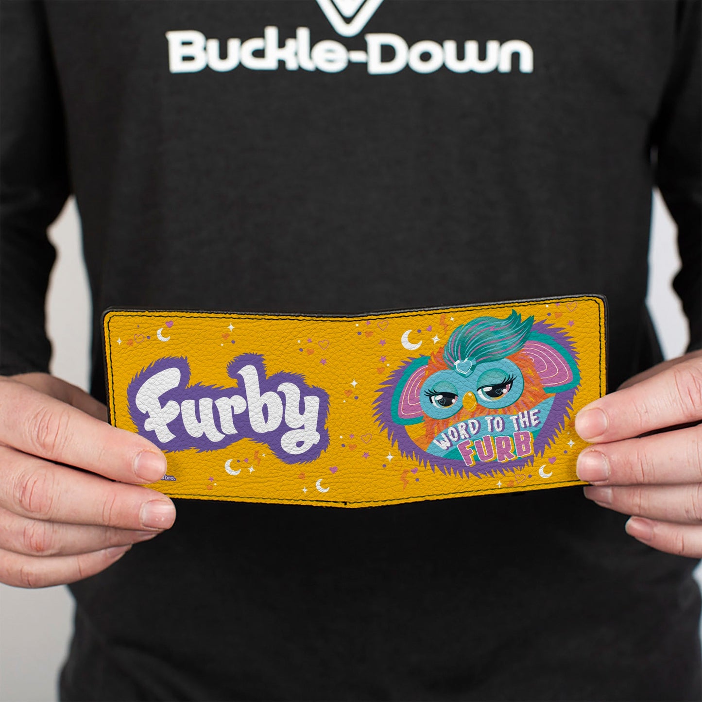 Bi-Fold Wallet - Furby Orange Furby WORD TO THE FURB Heart Pose and Title Logo Orange/Purple
