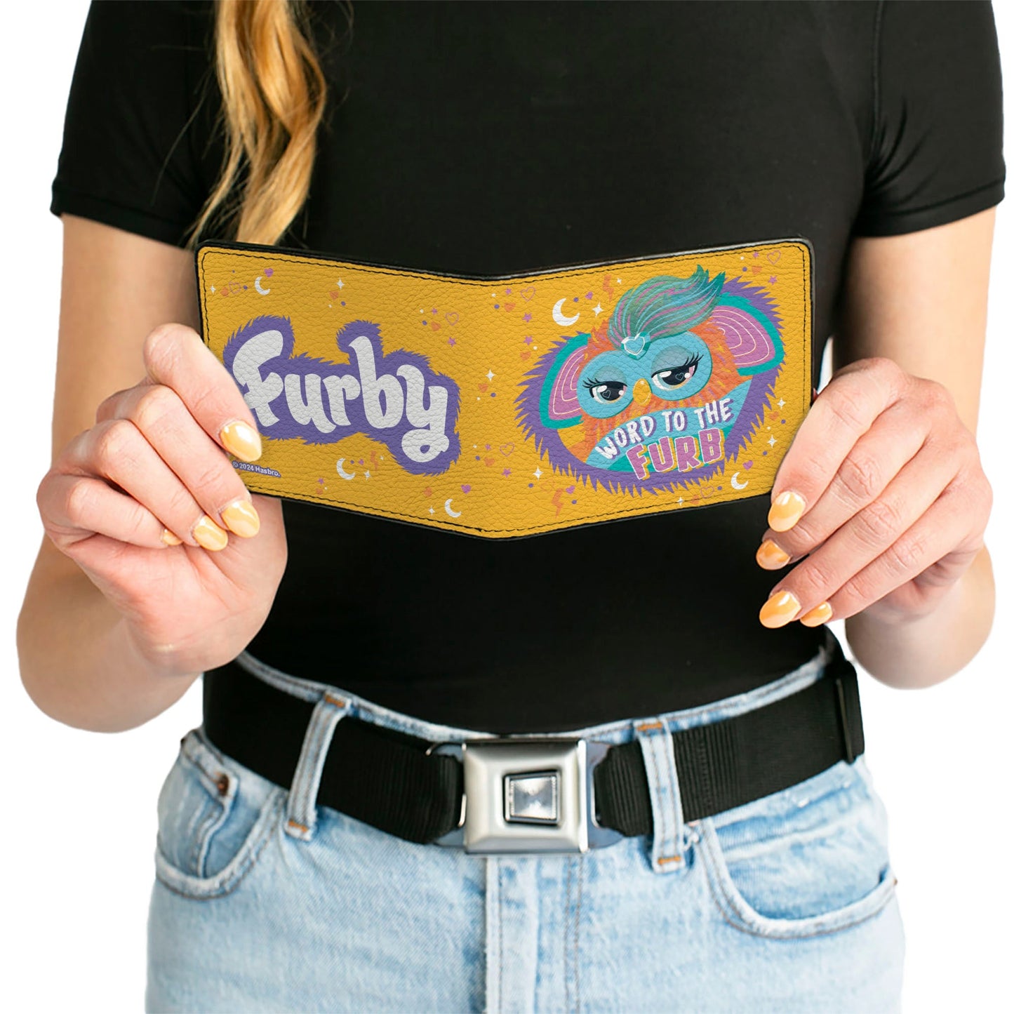 Bi-Fold Wallet - Furby Orange Furby WORD TO THE FURB Heart Pose and Title Logo Orange/Purple