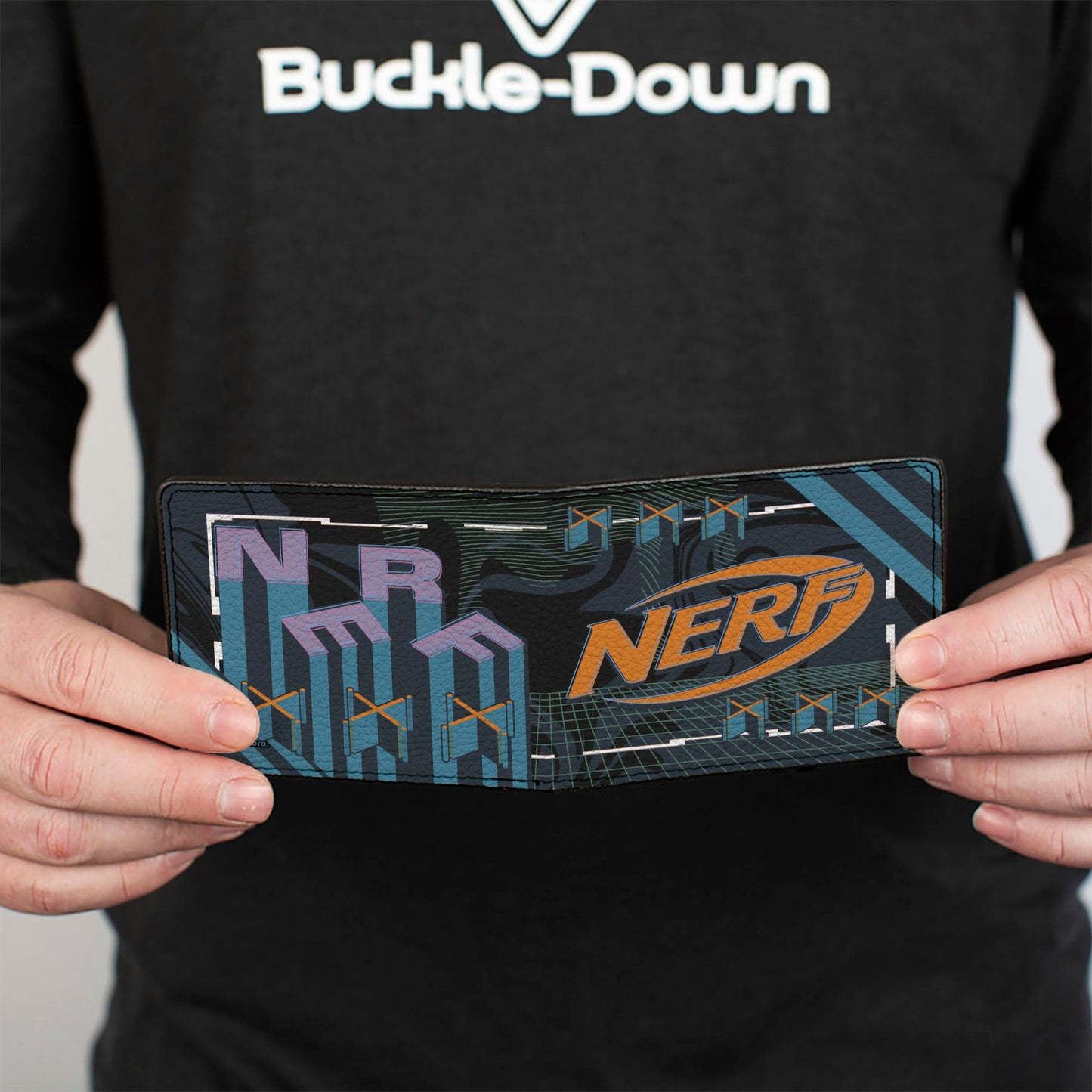 Bi-Fold Wallet - NERF Logo and Text Collage Black/Blue/Purple/Orange