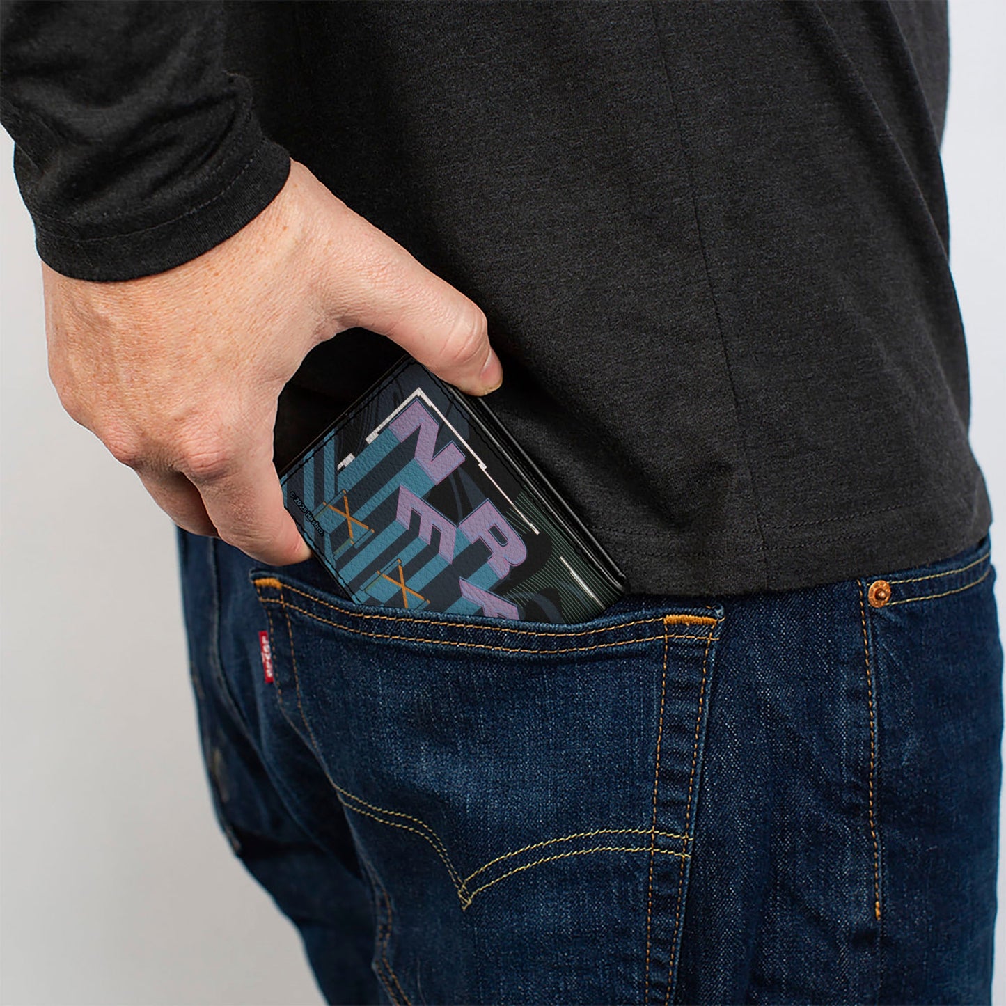 Bi-Fold Wallet - NERF Logo and Text Collage Black/Blue/Purple/Orange