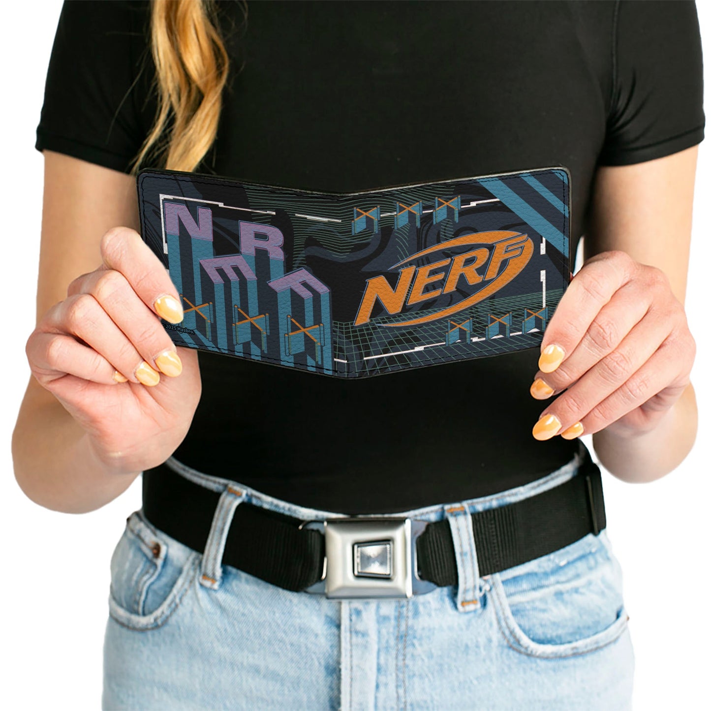 Bi-Fold Wallet - NERF Logo and Text Collage Black/Blue/Purple/Orange