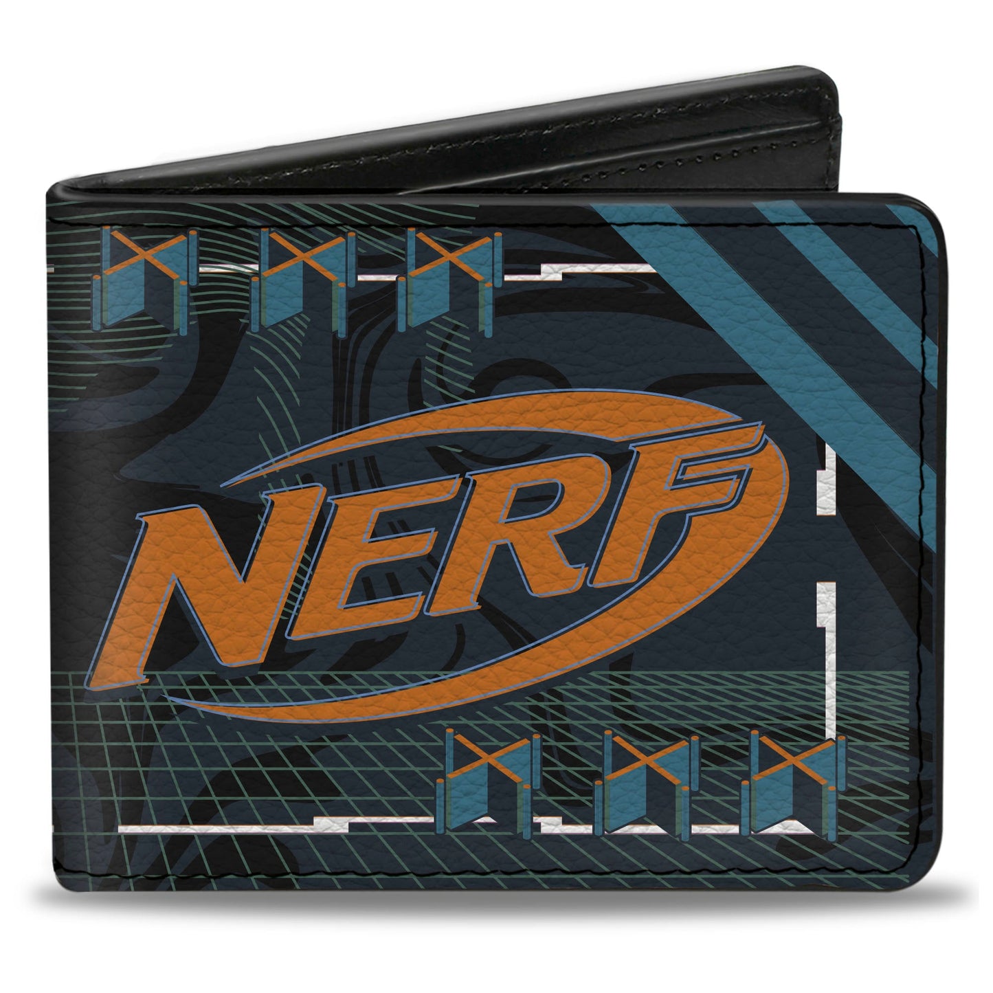 Bi-Fold Wallet - NERF Logo and Text Collage Black/Blue/Purple/Orange