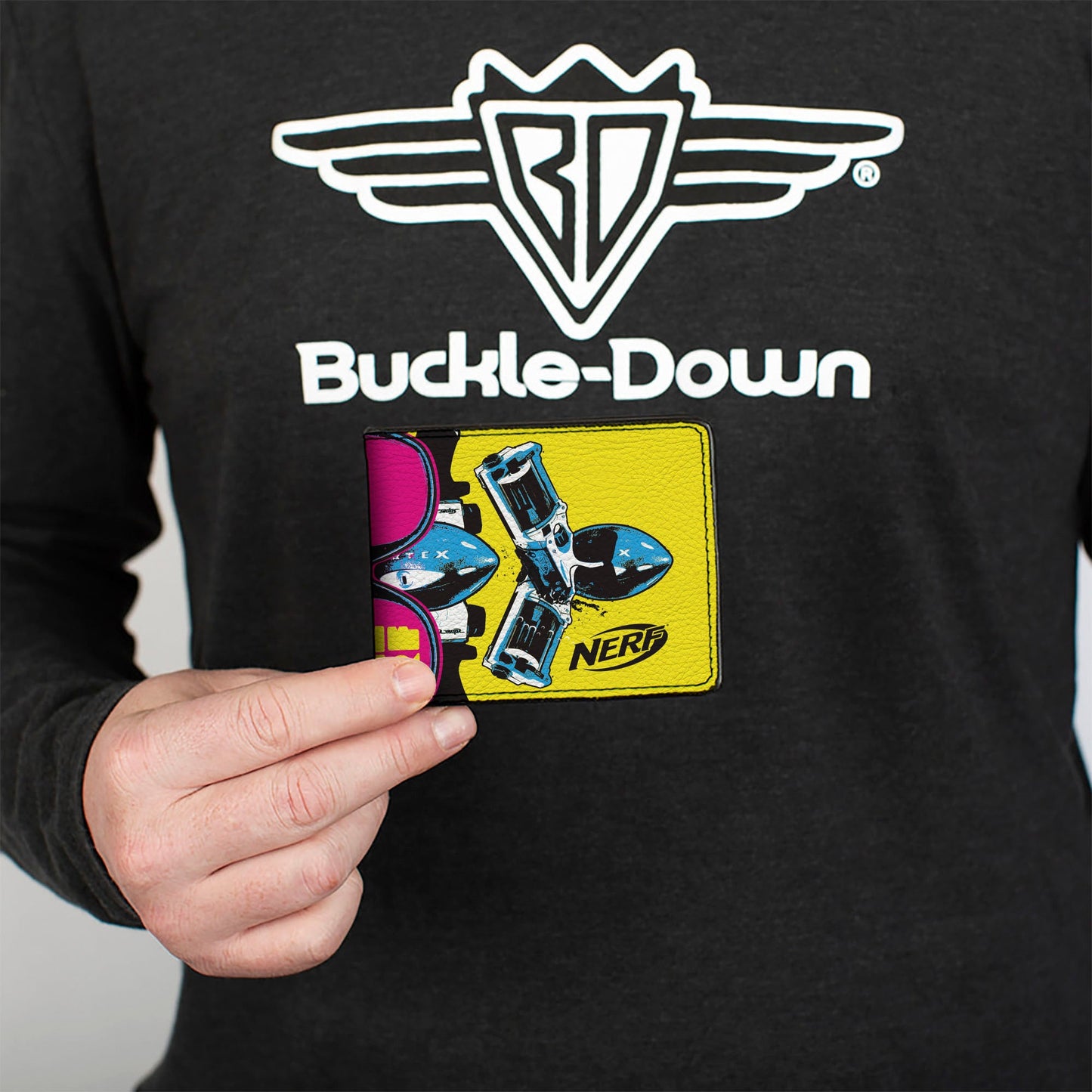 Bi-Fold Wallet - NERF Vortex and Blaster Sunglasses Collage Yellow/Pink/Blue